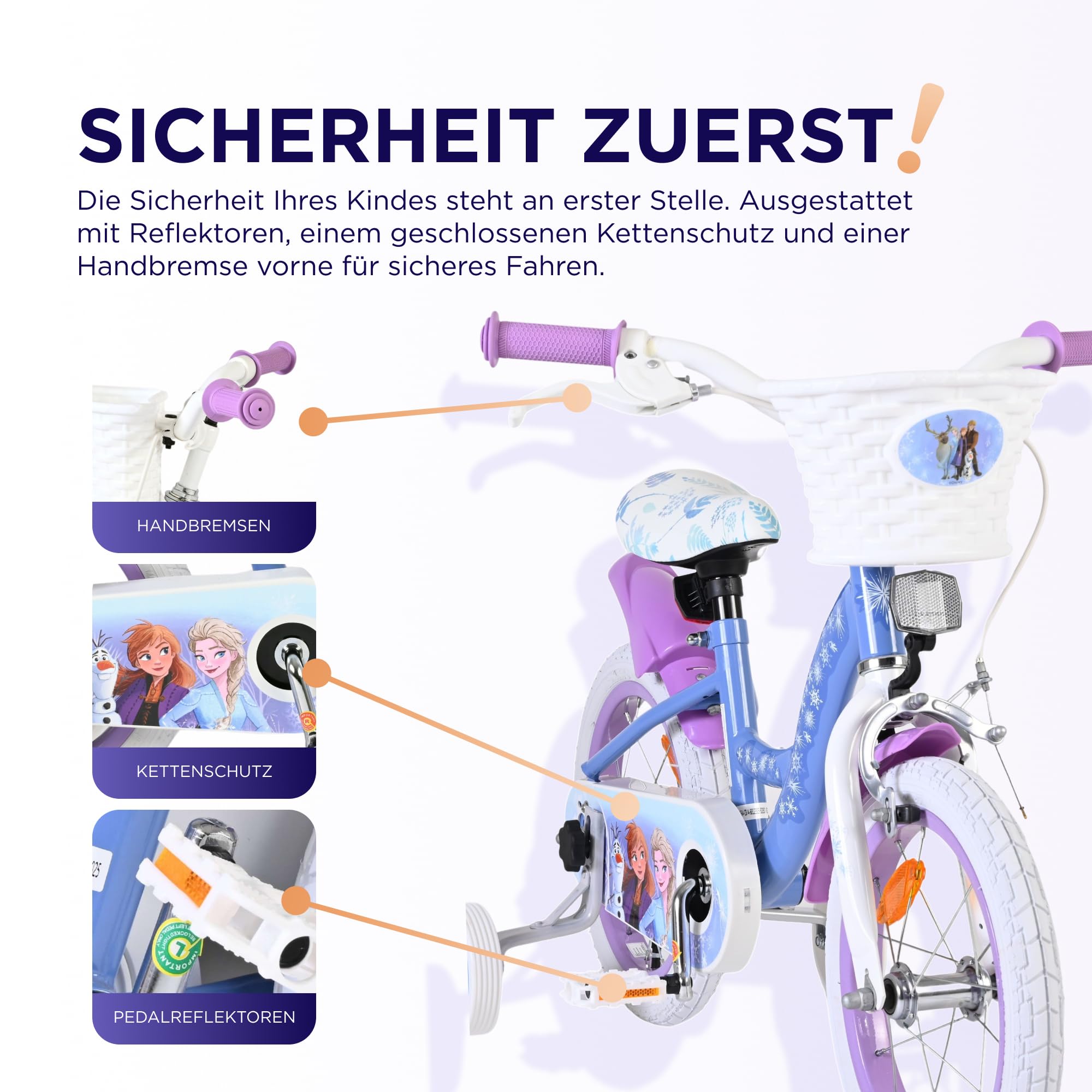 Volare Kinderfahrrad | 3–5 Jahre | Doppelte Handbremse, abnehmbare Stützräder, Pedalreflektoren & Trinkflasche | Verstellbarer Sattel | Geschenk für Mädchen