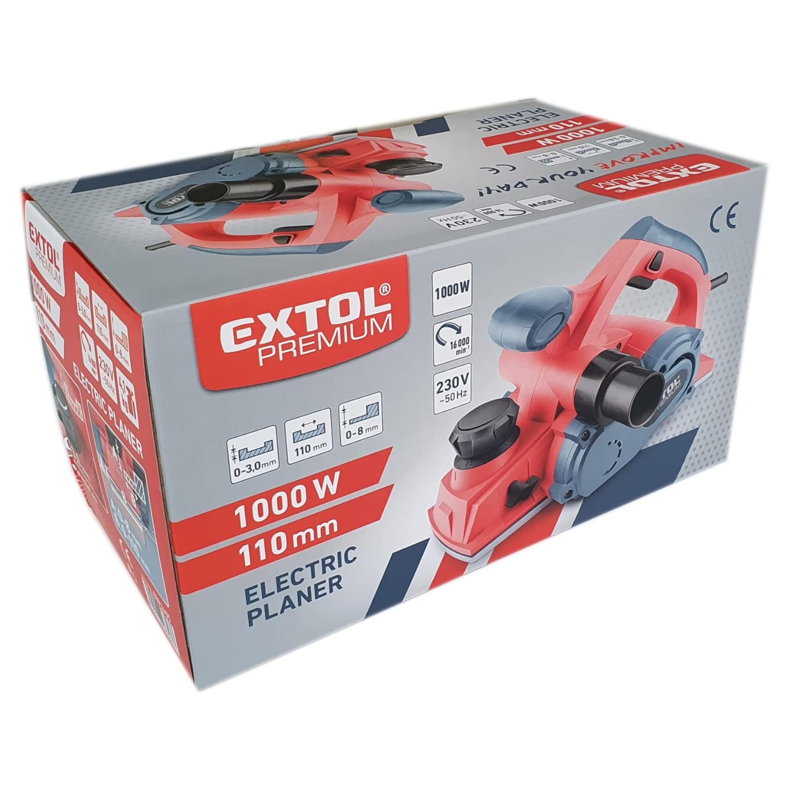 Elektrohobel 1000W I Hobelmaschine mit 110mm Hobelbreite & bis zu 3mm Spanntiefe I elektrischer Hobel mit Staubfang I Elektro-Handhobel mit Stützfuß I Handhobelmaschine