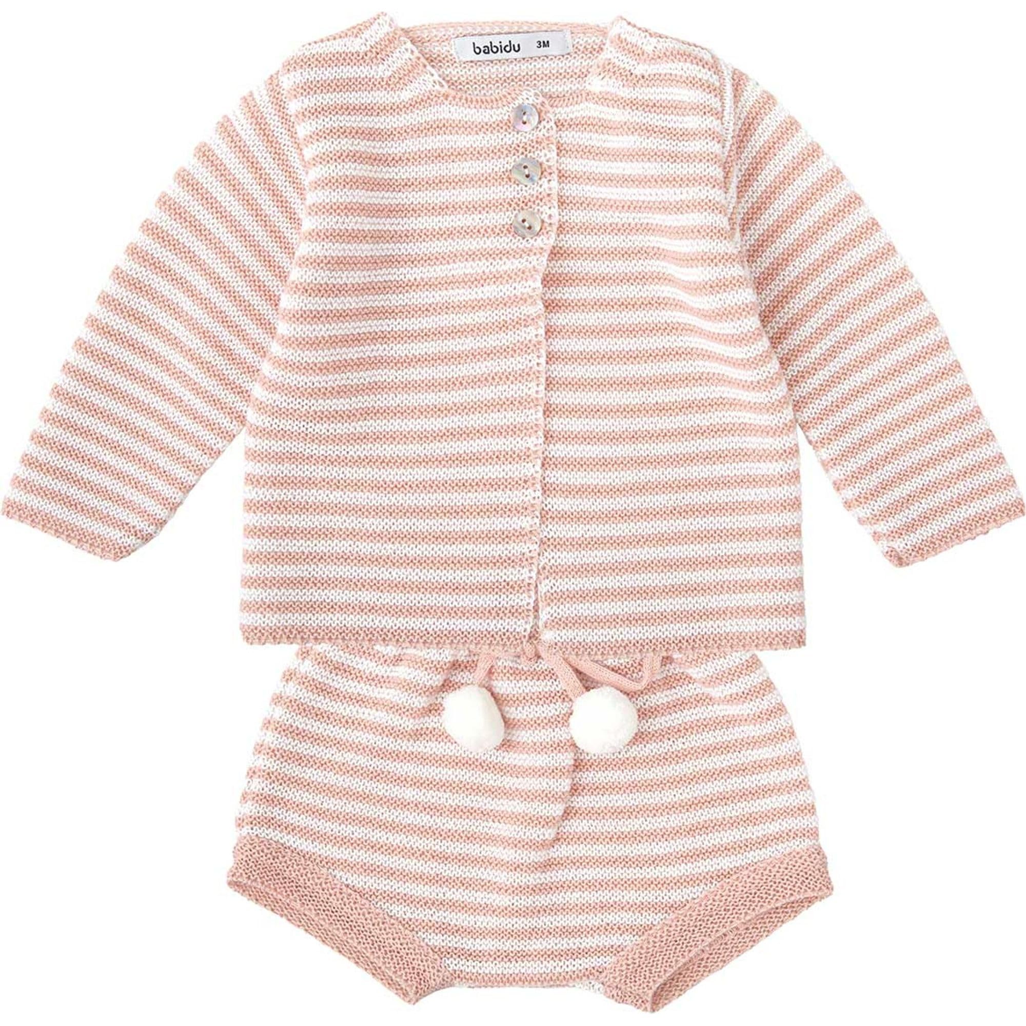 BABIDU Conjunto Para Bebé Con Ranita Fruncida Y Chaqueta de Punto A Juego Ensemble Mixte bébé