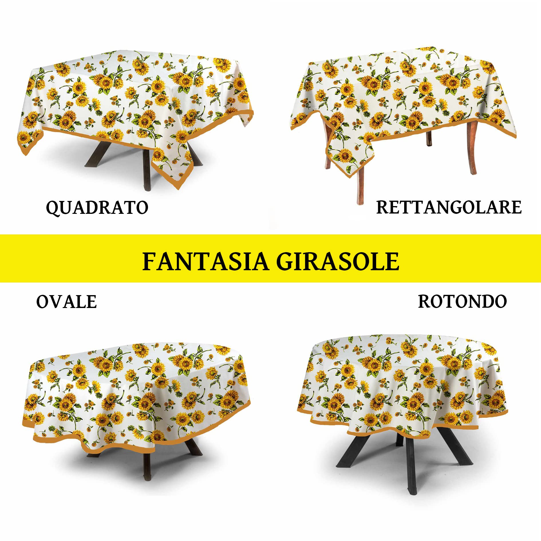 Tovaglia Fantasia Girasole Rettangolare 100% cotone cm180x270