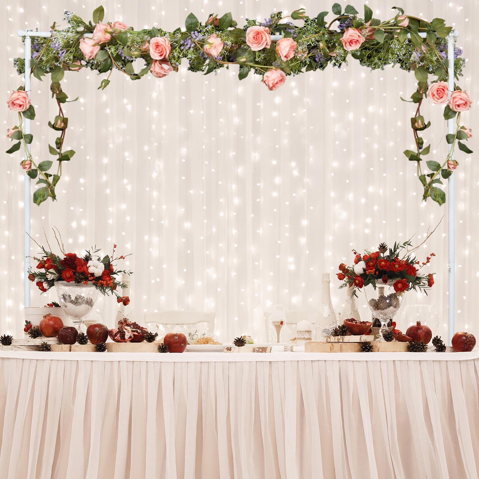 Tandefio Grote bruiloft over de tafel staaf standaard met klemmen verstelbare 116-83 cm lengte tafelboog voor bruiloft wit metalen tafel achtergrond standaard ballon bloem boog standaard voor feest