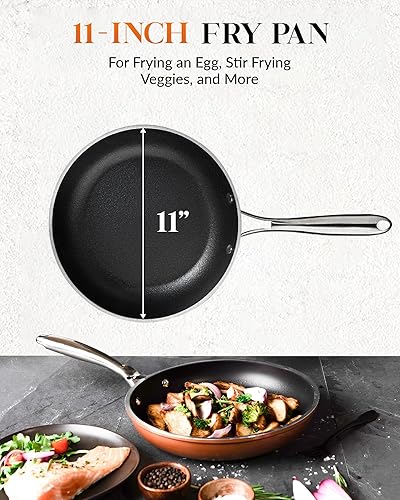Vista 2 de GOTHAM STEEL Sartenes antiadherentes de 11 pulgadas, sartén antiadherente, sartén para cocinar, sartén antiadherente, sartén, sartén antiadherente