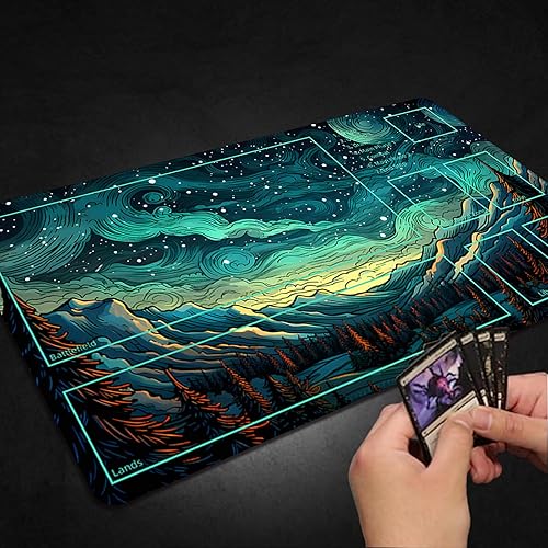 Miniatura 60 de Tapete de juego para MTG, con bolsas de almacenamiento gratis, tapete de juego de 24 x 14 pulgadas, TCG y tapete de juego de mesa para tarjetas