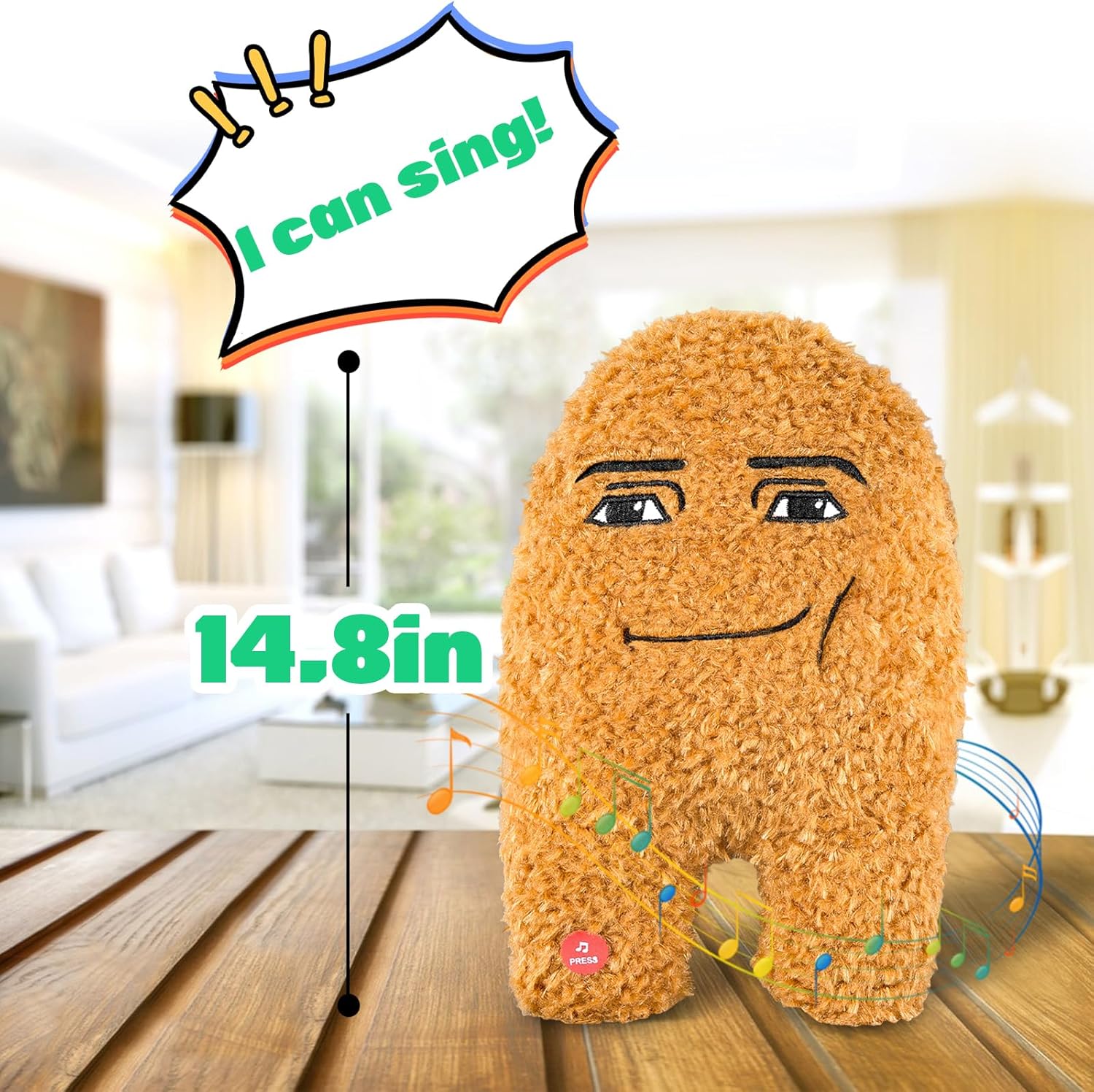Plush Toy,14.8 in Singing Cotton Eye Joe Plush Funny Chicken Nugget Pillow Toys for Fans-Meme Plush