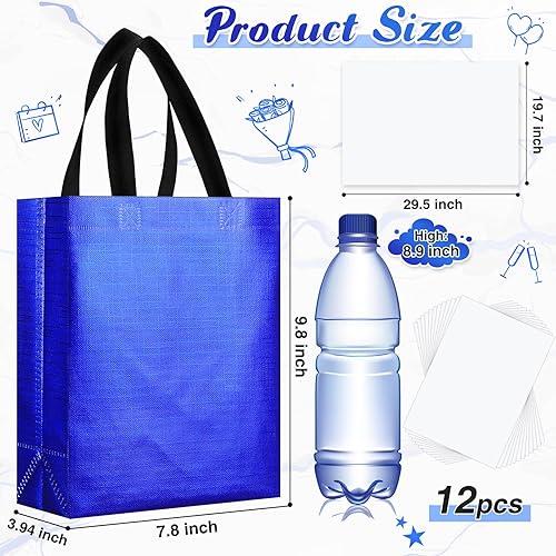 Miniatura 3 de Sweetude Juego de 12 bolsas de regalo reutilizables brillantes para dama de honor, no tejidas con papel de seda para bodas (10 x 8 x 4 pulgadas,
