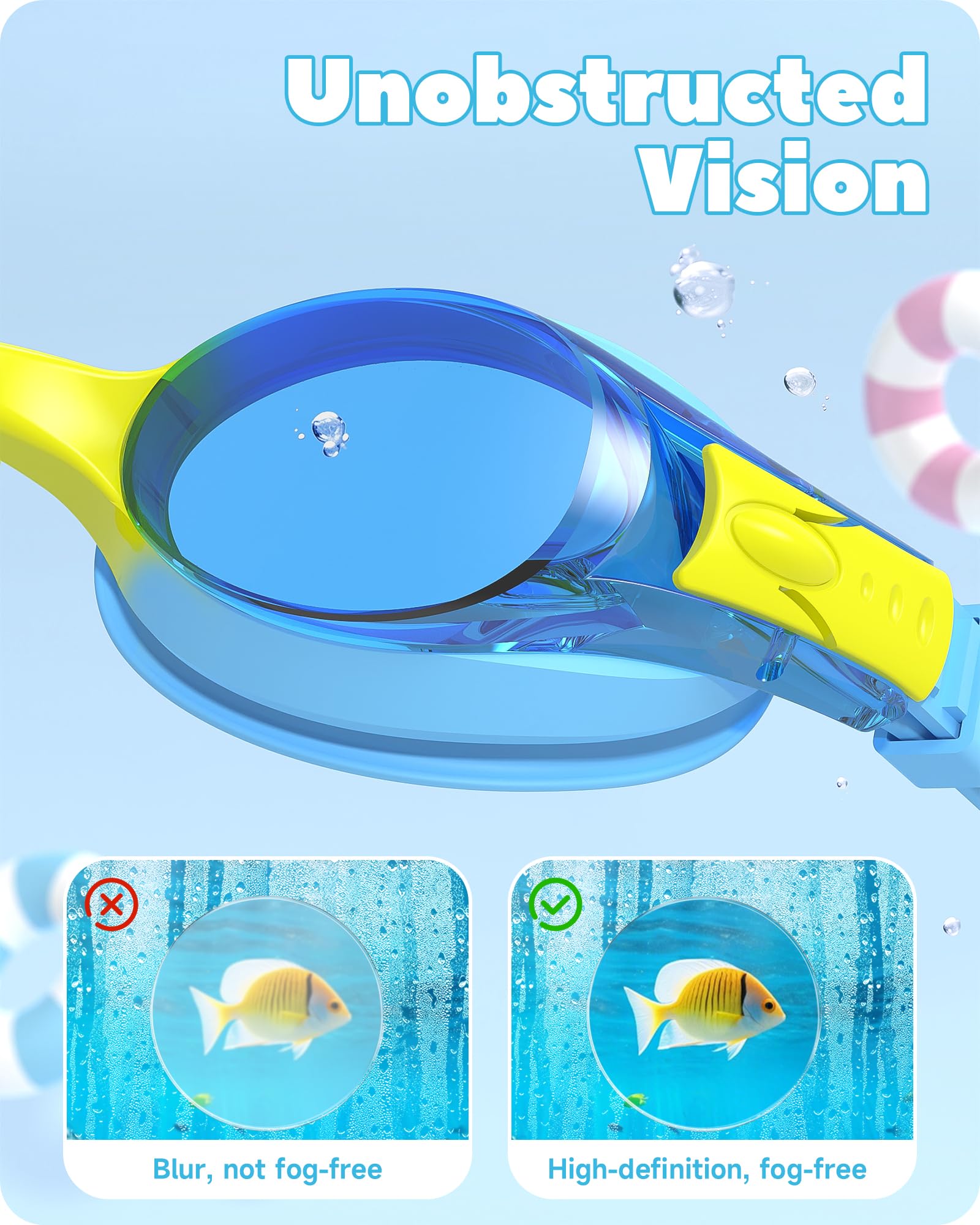 Findway Okulary pływackie dla dzieci z przezroczystymi, przeciwmgielnymi soczewkami, wodoszczelne, 3, 4, 5, 6, 7, 8, 9, 10, 11, 12, 13, 14 lat, 2 szt