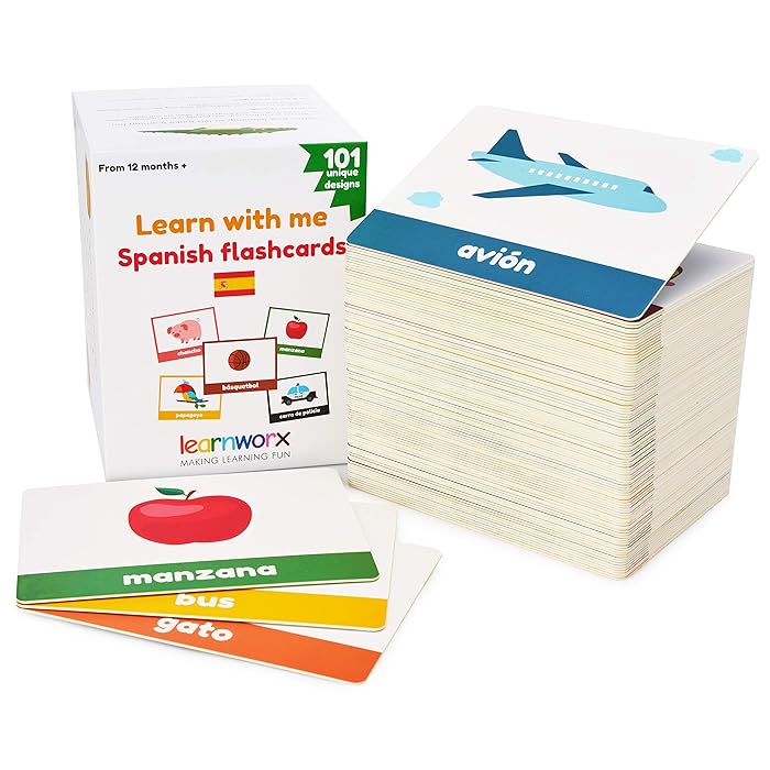 Buy Spanish Flash Cards for Kids & Toddlers 101 Cards 202 Sides