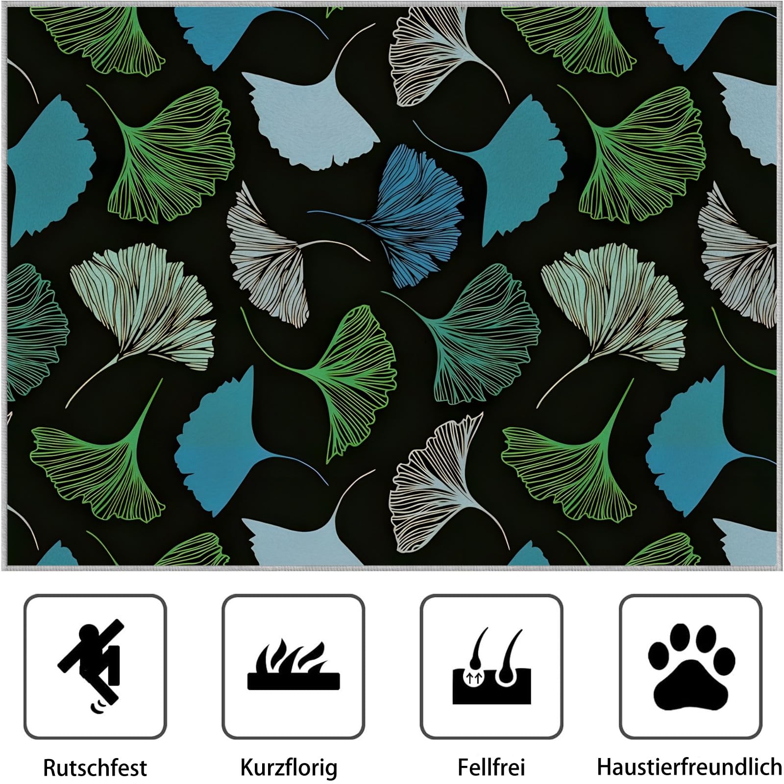 Waschbarer Kurzflor-Teppich 200x250, Mehrfarbige Blätter Teppich, Modern Dünn Saugfähig Vielseitig für Wohnzimmer Schlafzimmer Oder Als Bettvorlege Q#30