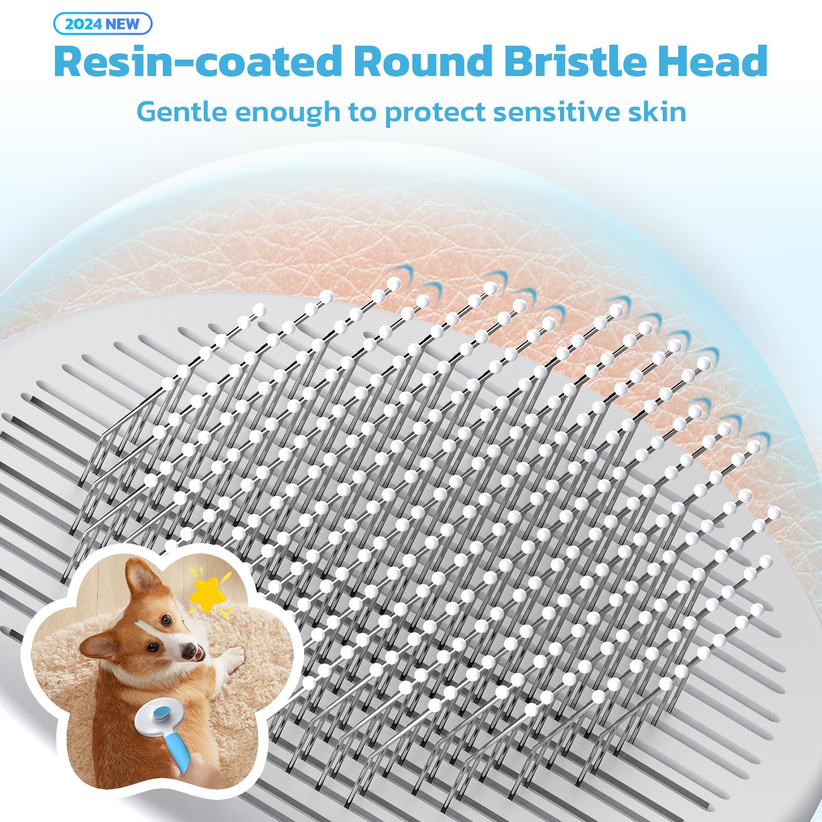 Zivacate Brosse Chat Brosse Chien[Prise ergonomique & nettoyage en un clic& Patented Design] Outil pour chiens/chats/lapins à poil court et long, Chien Accessoires(lac bleu)