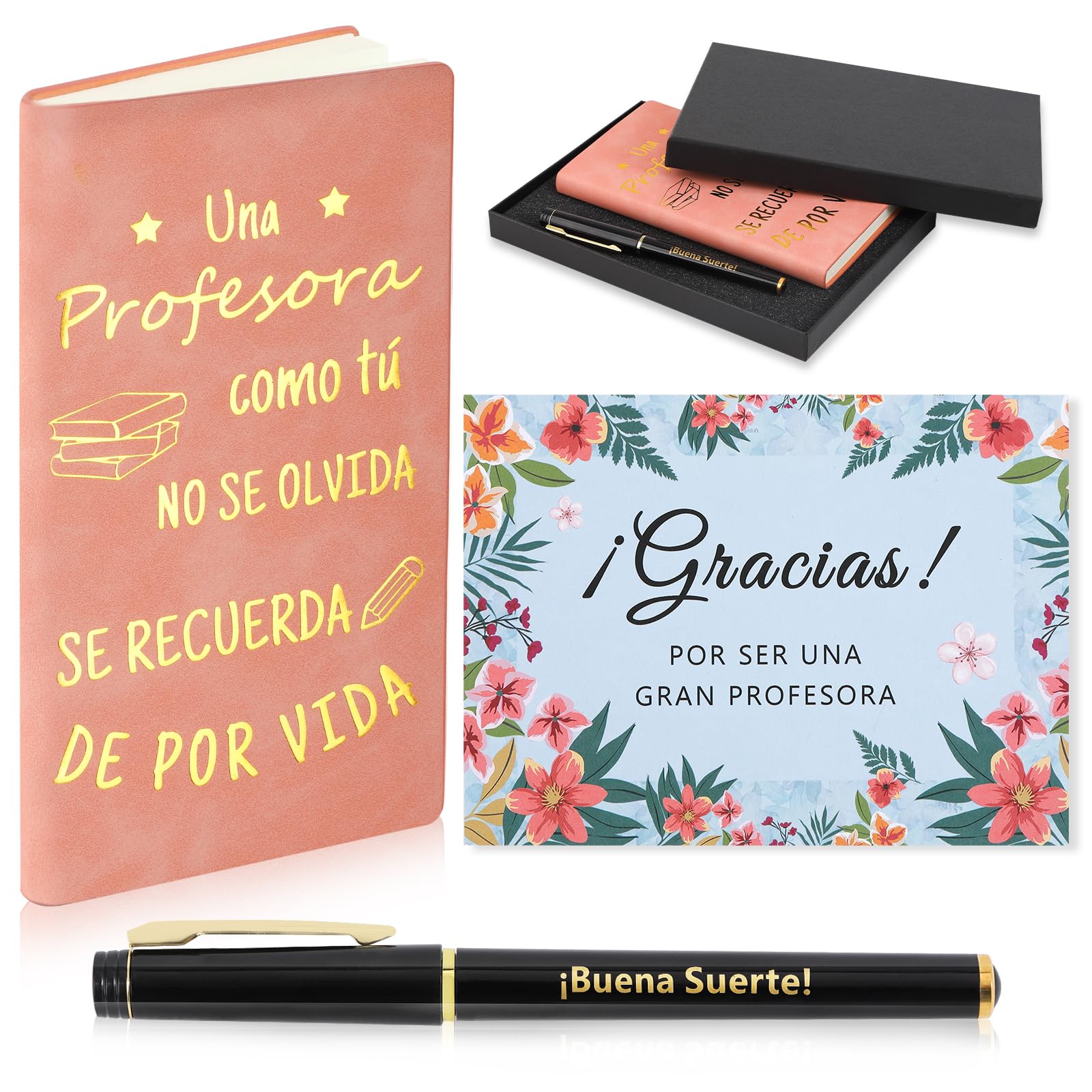 Echehi Regalo Profesora Infantil, con Cuaderno Profesora, Pluma de la Suerte, Tarjeta y Caja de Regalo, Regalos Originales Para Profesoras
