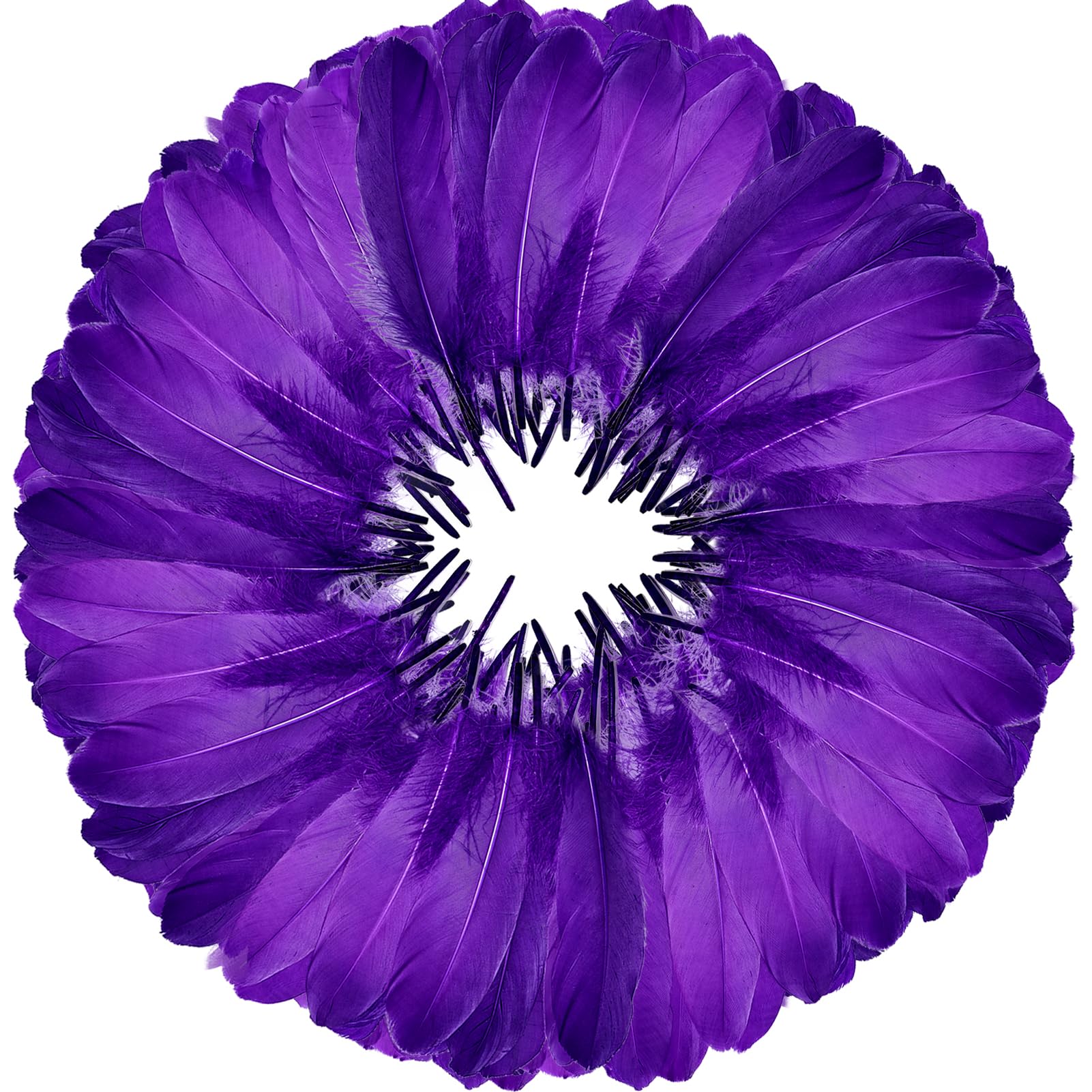 FeelfunFeather 120pcs Purple Goose Feathers 6-8 Inch 15-20cm Decorative Natural Goose Nagoire Feather Bulk for DIY Crafts Cosplay Wedding Party Christmas Halloween Home Decoration