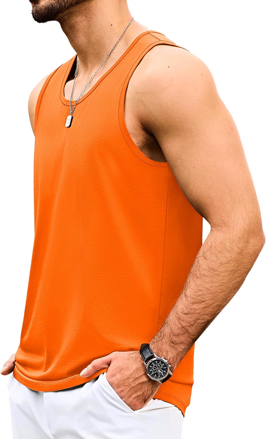 MAGNIVIT Mens Tank Top UPF50+ Summer Sleeveless Muscle Shirts Cotton Blend Casual Tee Cooling Gym Workout Shirts - Image 5