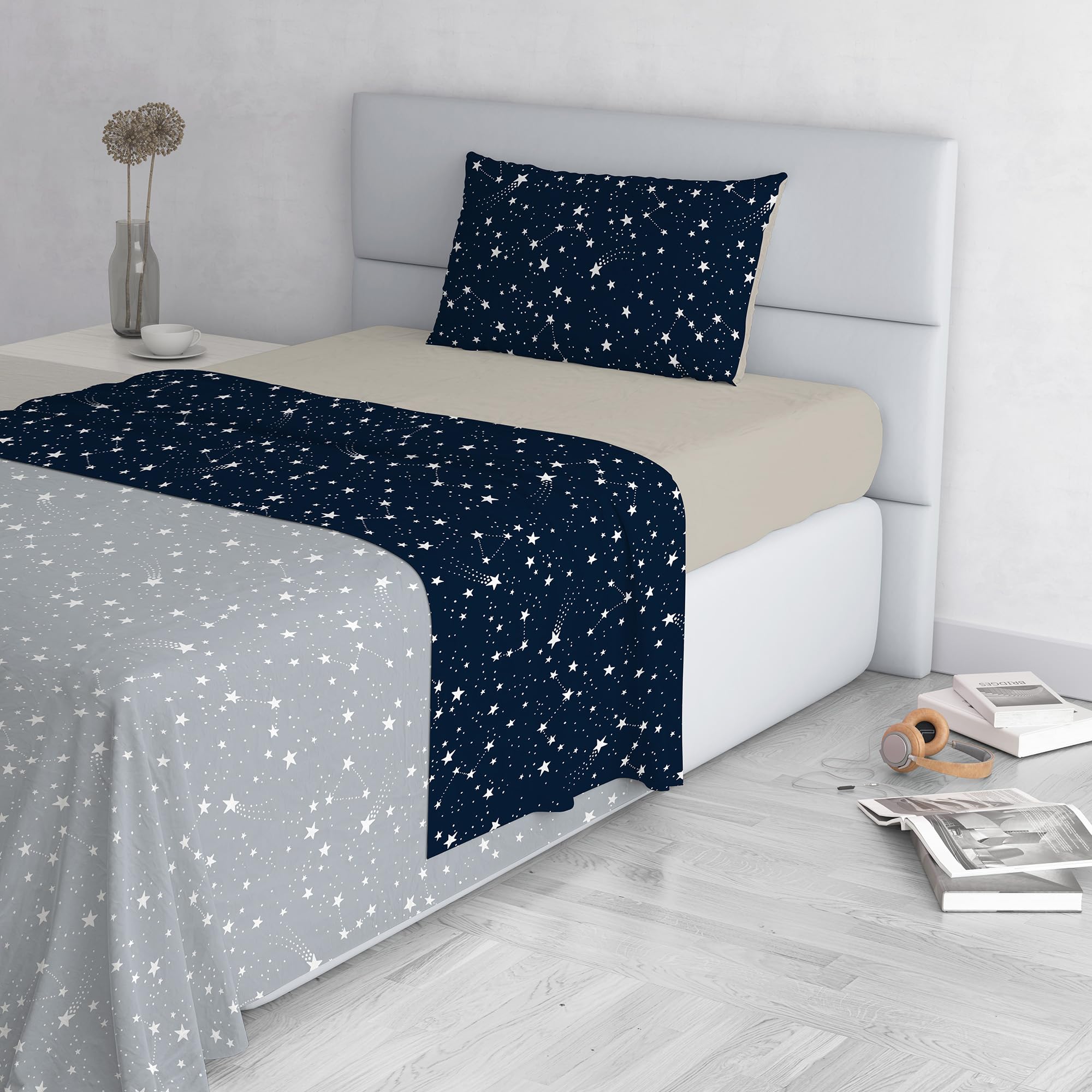 Fashion Bed Sheet Set, Made in Italy, Soft Microfibre Bed Set, Fitted Sheet