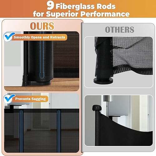 Miniatura 6 de Puertas retráctiles para bebés de 236 pulgadas para perros, extra anchas, puerta de seguridad para mascotas de 42 pulgadas de alto con tiras