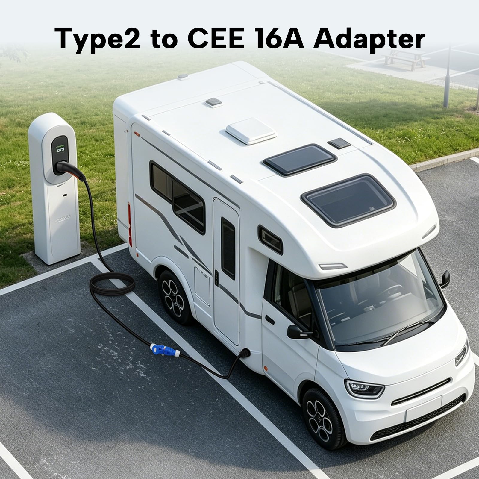 Adapter typu 2 na CEE, maks. 16 A, 3 m, kabel typu 2 na CEE do stacji ładowania lub Wallbox