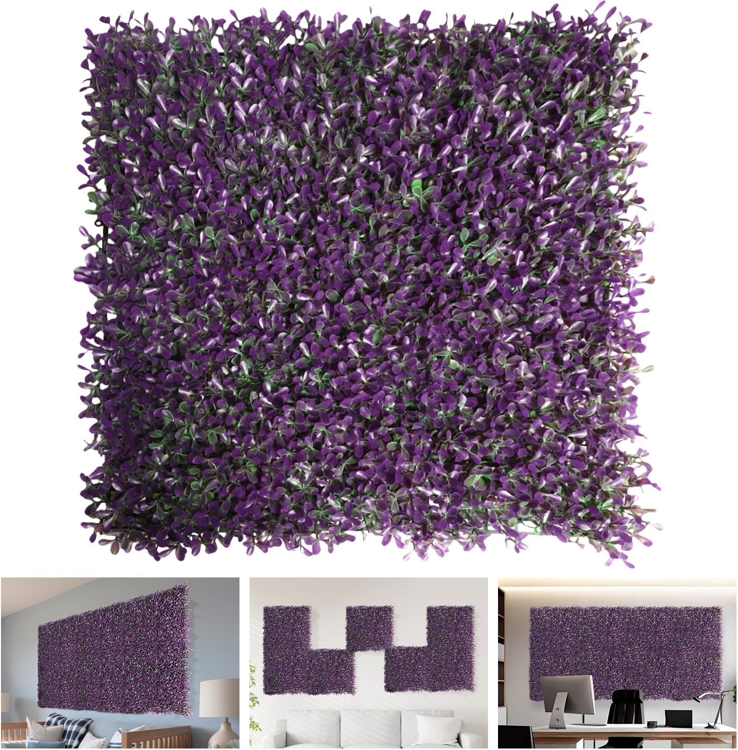 TANG 40"x40"-1PC Artificial Greenery Boxwood Panels Grass Wall Panel, Faux Privacy Fence Ivy Screens Backdrop Fake Hedge for Indoor Outdoor Wedding Décor, Style-6