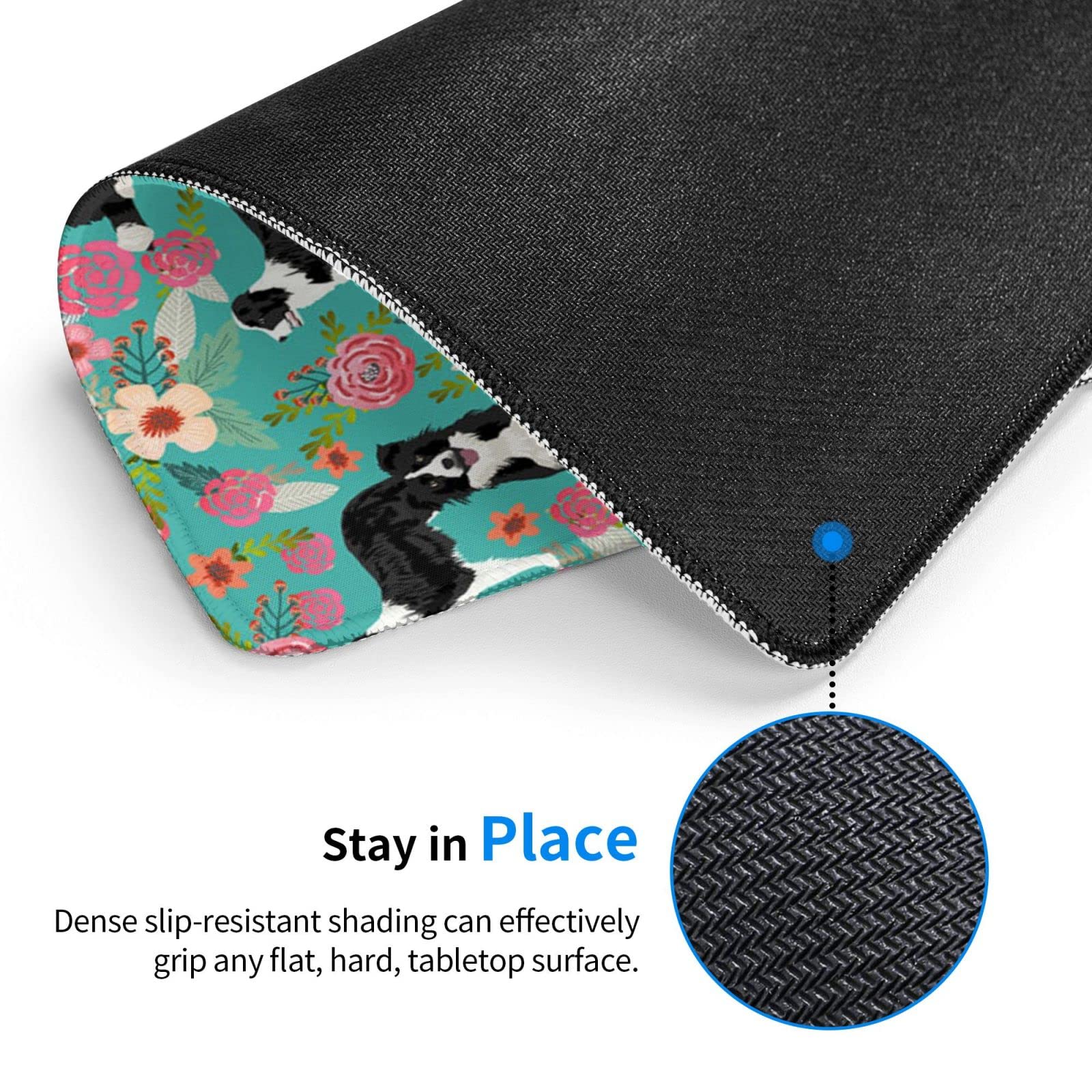 Tapis De Souris Rond Border Collie - Caoutchouc Antidérapant, Imperméable - Pour Bureau, PC, Gaming