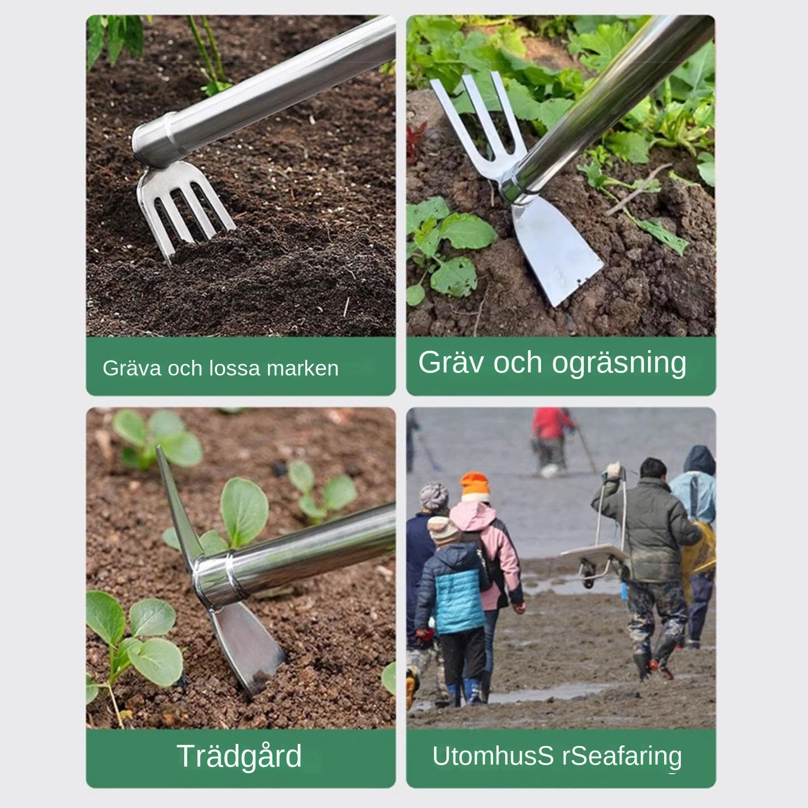 Herramientas manuales de jardín Juego de 4 piezas para labranza y de