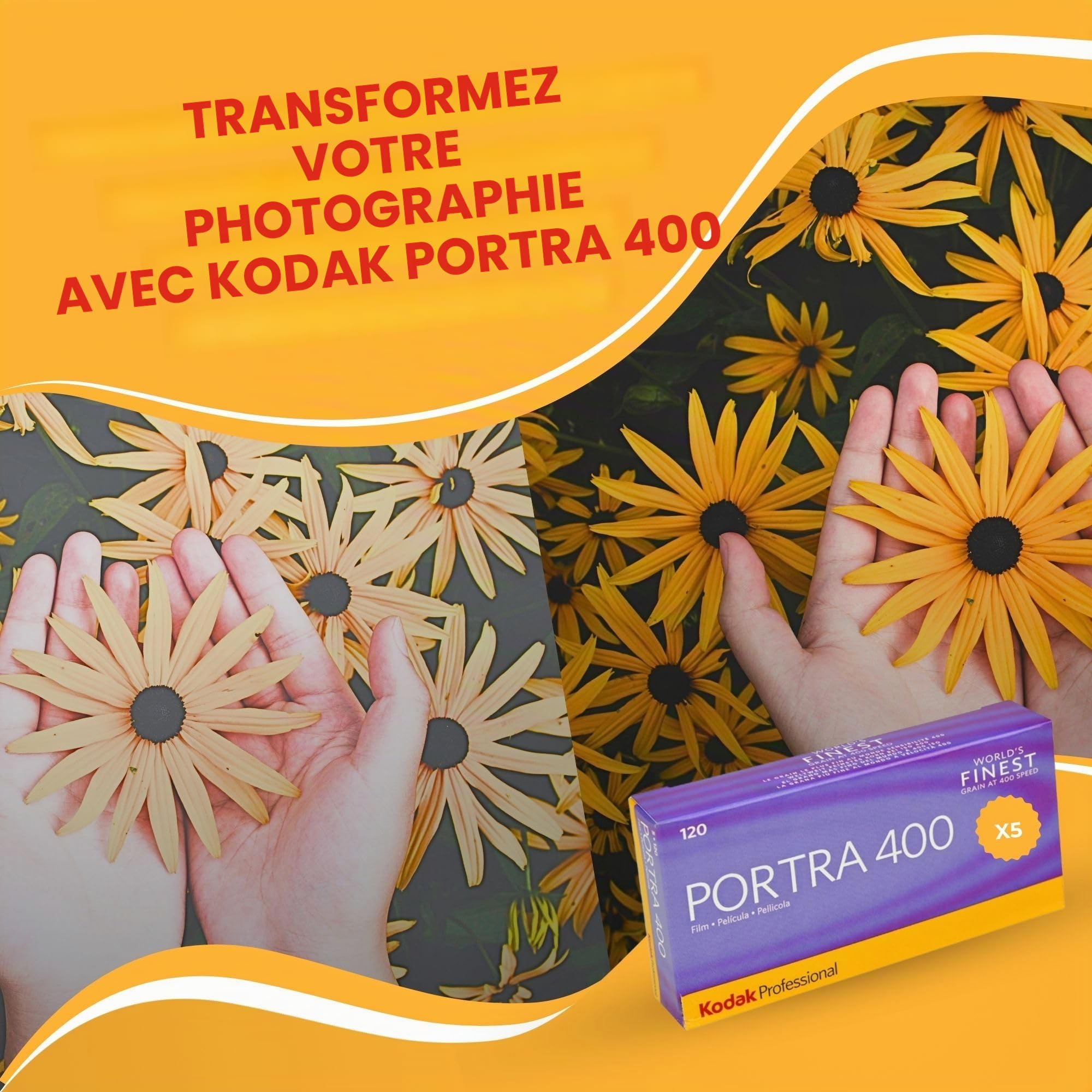 Kodak Portra 400 120 Pellicule Argentique Film Argentique, Lot de 5 Films pour Appareil Photo et Étui de Rangement Clikoze