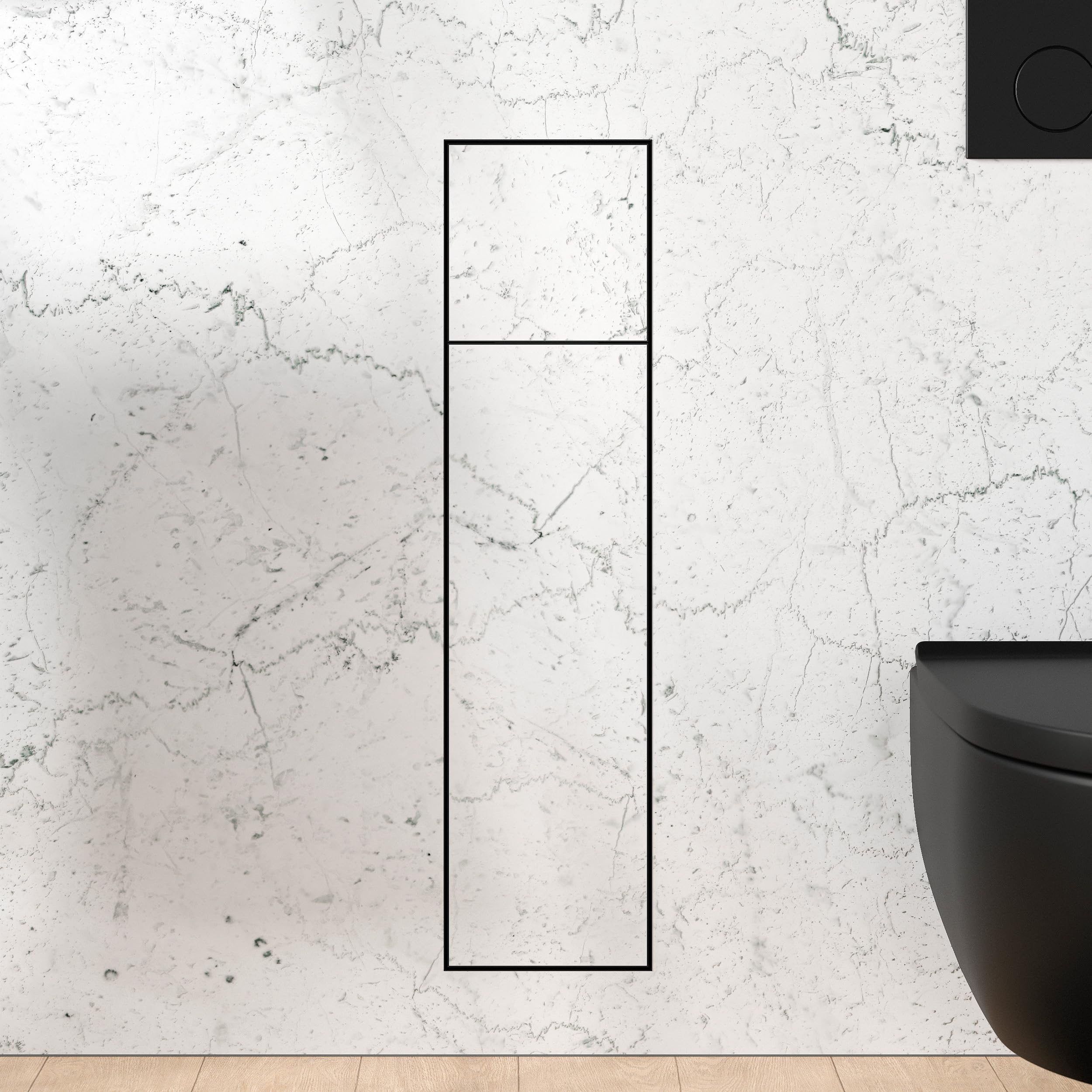 Bernstein Unterputz WC-Modul RIA 78 cm Edelstahl Anthrazit befliesbar mit integriertem Toilettenpapierspender und Bürstenhalter, Push-to-Open, Stauraum unsichtbar, Türanschlag links