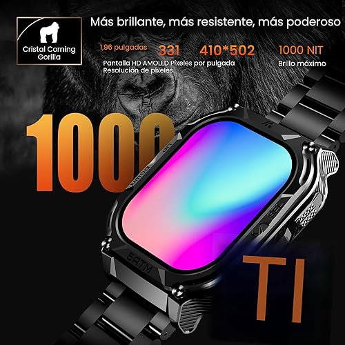 Miniatura 5 de AMAZTIM Reloj inteligente GPS para hombre, 6 posicionamientos satelitales, brújula, cuerpo de acero inoxidable, resistente al agua hasta 164.0 ft,