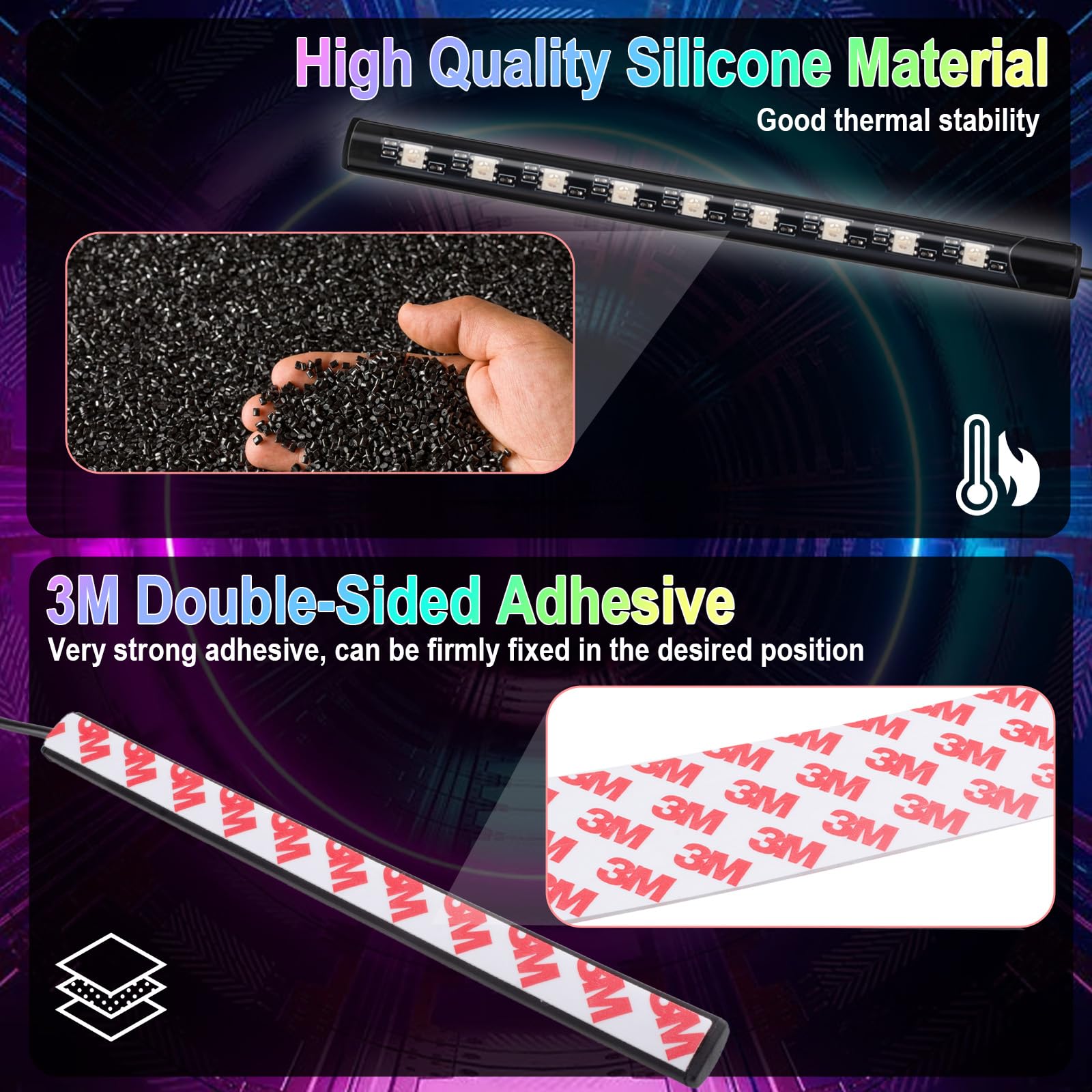 Car Interior Lights, 5V LED Strip Lights with USB Adapter, Ambient Car Lighting Kit, App & Remote Control Music Sync Color Change Strip Lights for SUVs & Trucks, Car Accessories for Women Men