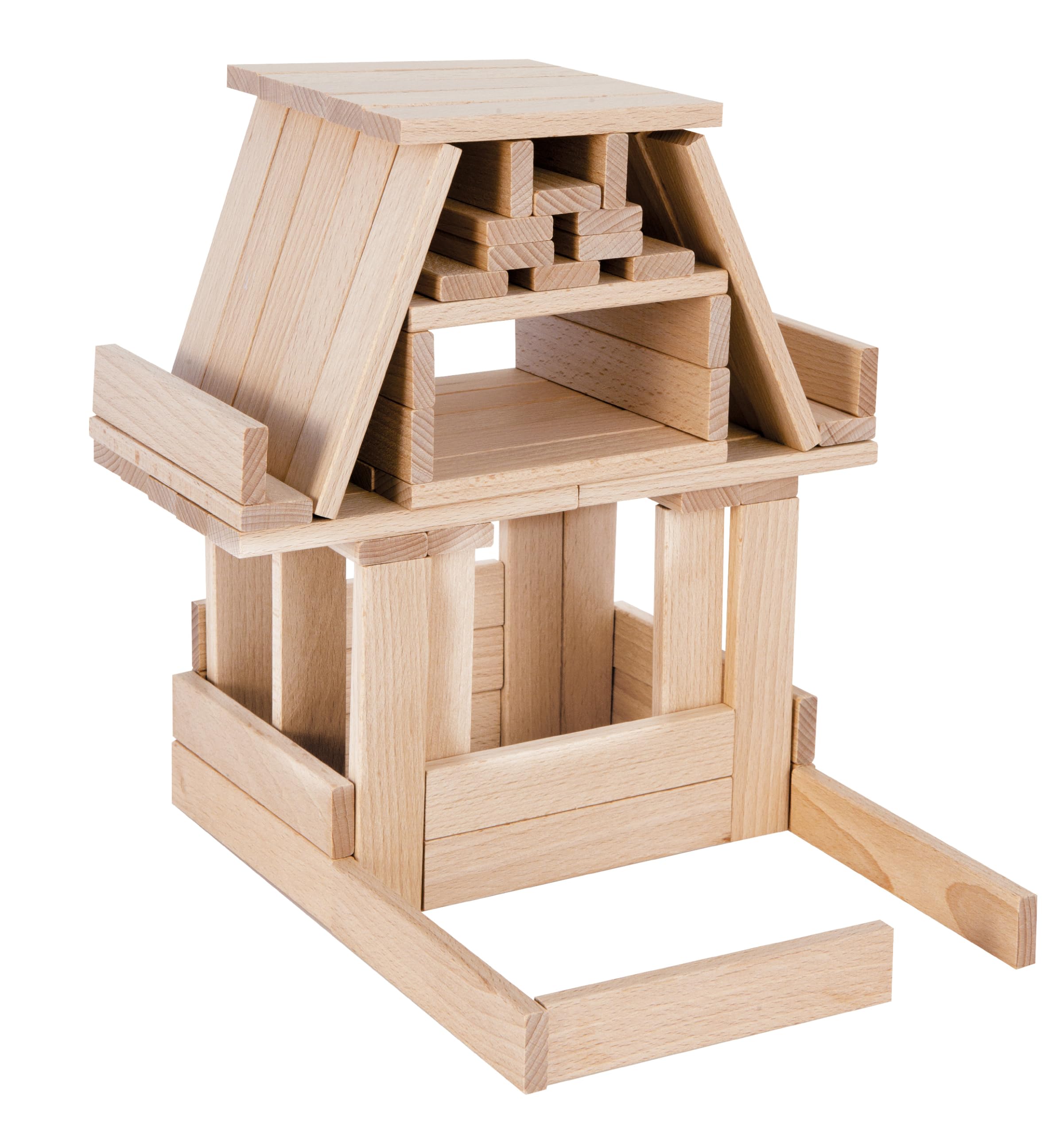 Eichhorn Barril con 200 Bloques de Construcción de Madera FSC, +2 | 200 bloques de madera FSC; construye, crea y aprende; incluye modelos; +2 años