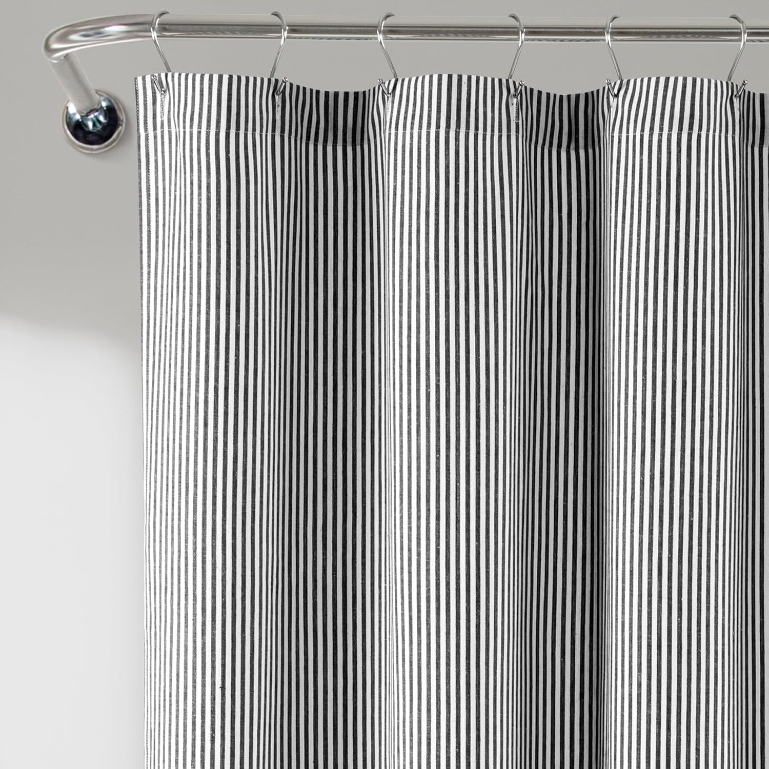 Lush Decor Farmhouse Vintage Stripe Yarn Dyed Cotton Blend Shower Curtain Single 72" W x 72" L Neutral - Striped Shower Curtains for Bathroom