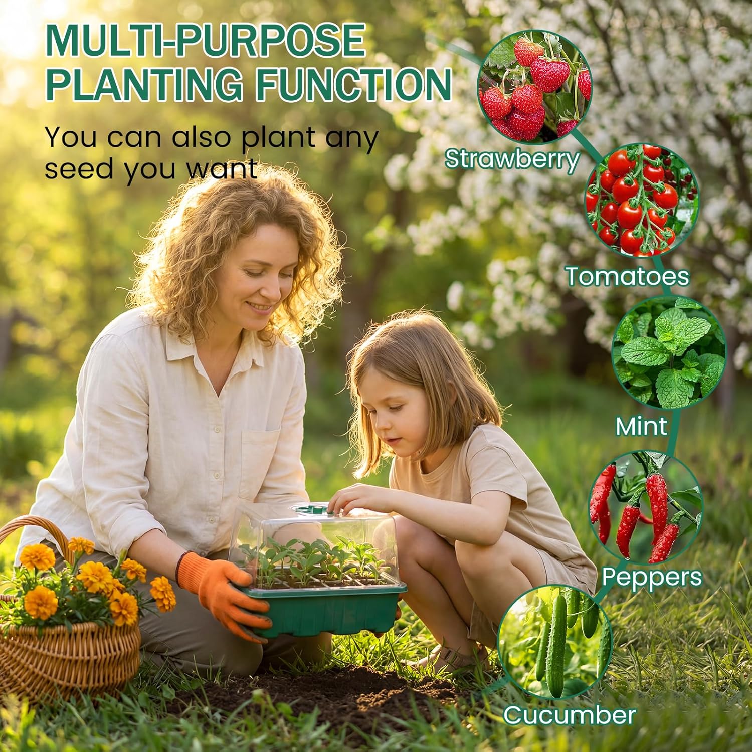 YAUNGEL Seed Starter Tray with Grow Light, 6 Pack Seed Starter Kit with Timing Controller Adjustable Brightness, Thicken Seedling Starter Trays with Humidity Domes Heightened Lids, Gift Box - Image 6