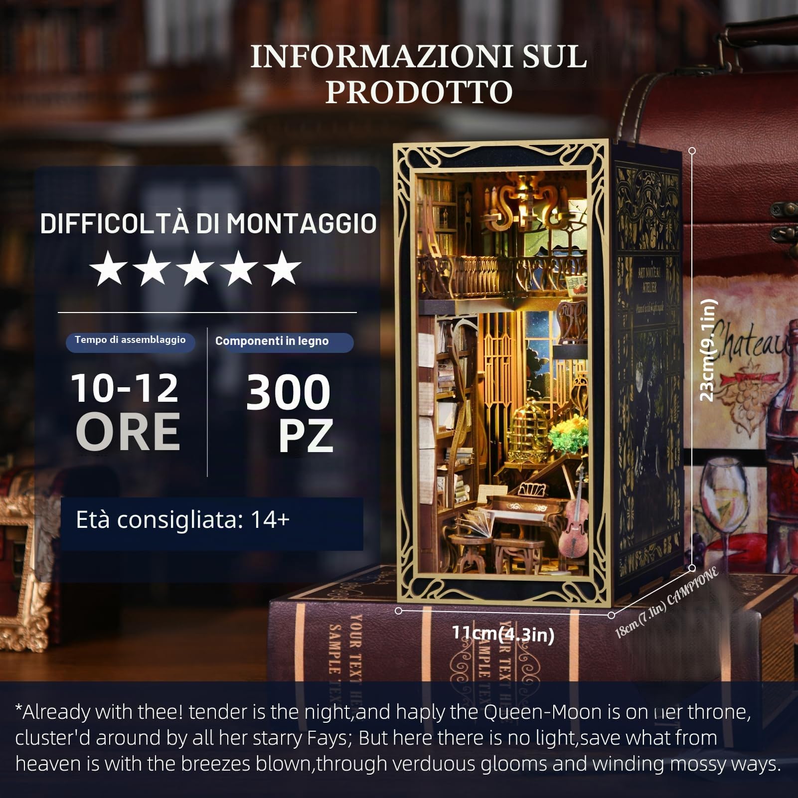 MiniCity Kit per libri fai da te, in miniatura, per casa delle bambole, in legno 3D, per libri e libri, decorazione per ragazzi e adulti (pianista con nightingale)