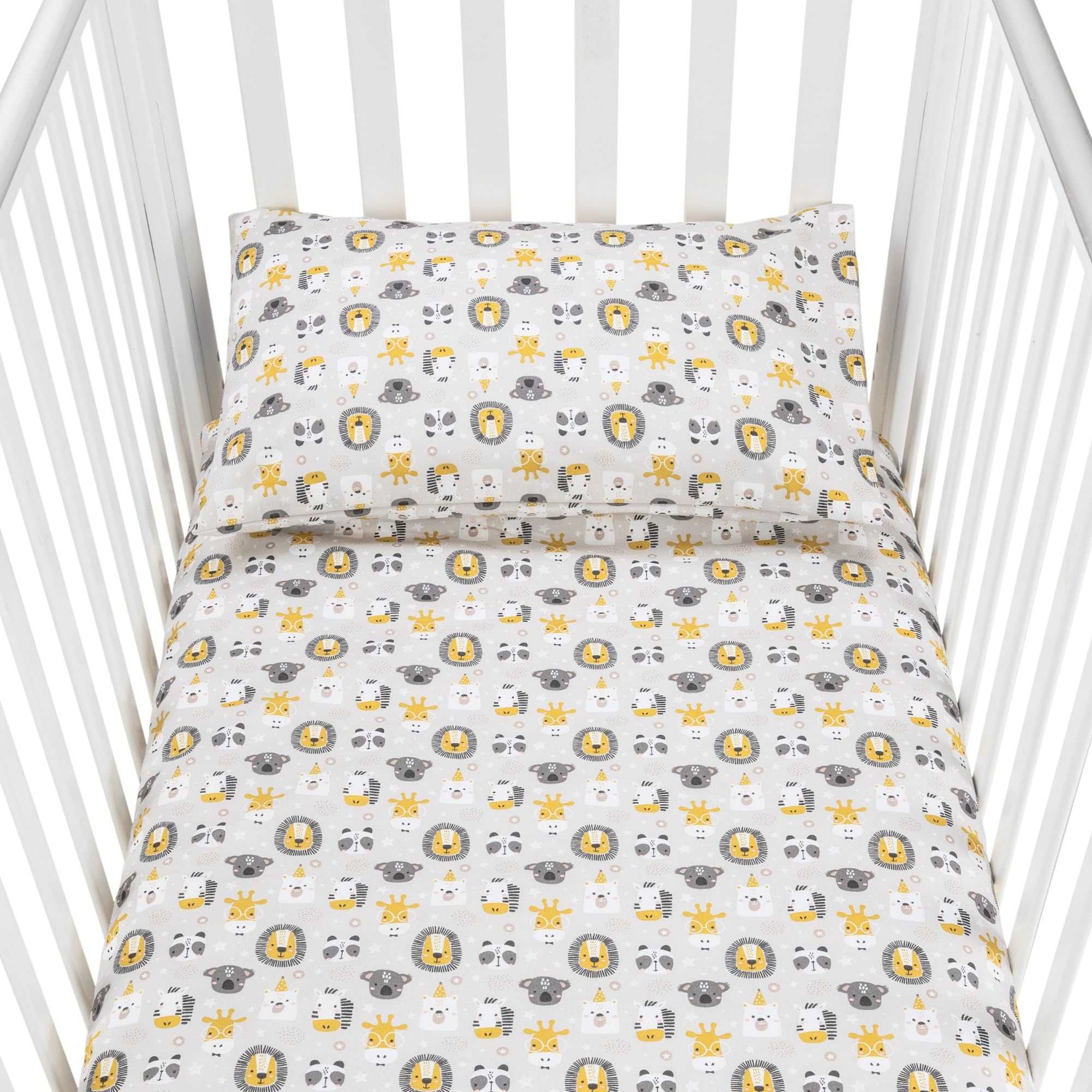 baby idea Babysanity Piumino Lettino Neonato Ricamato Completo Federa e Copripiumino e Lenzuolino con Angoli Sfoderabile Senza Paracolpi Lettino - Made in Italy- (Leoncino)
