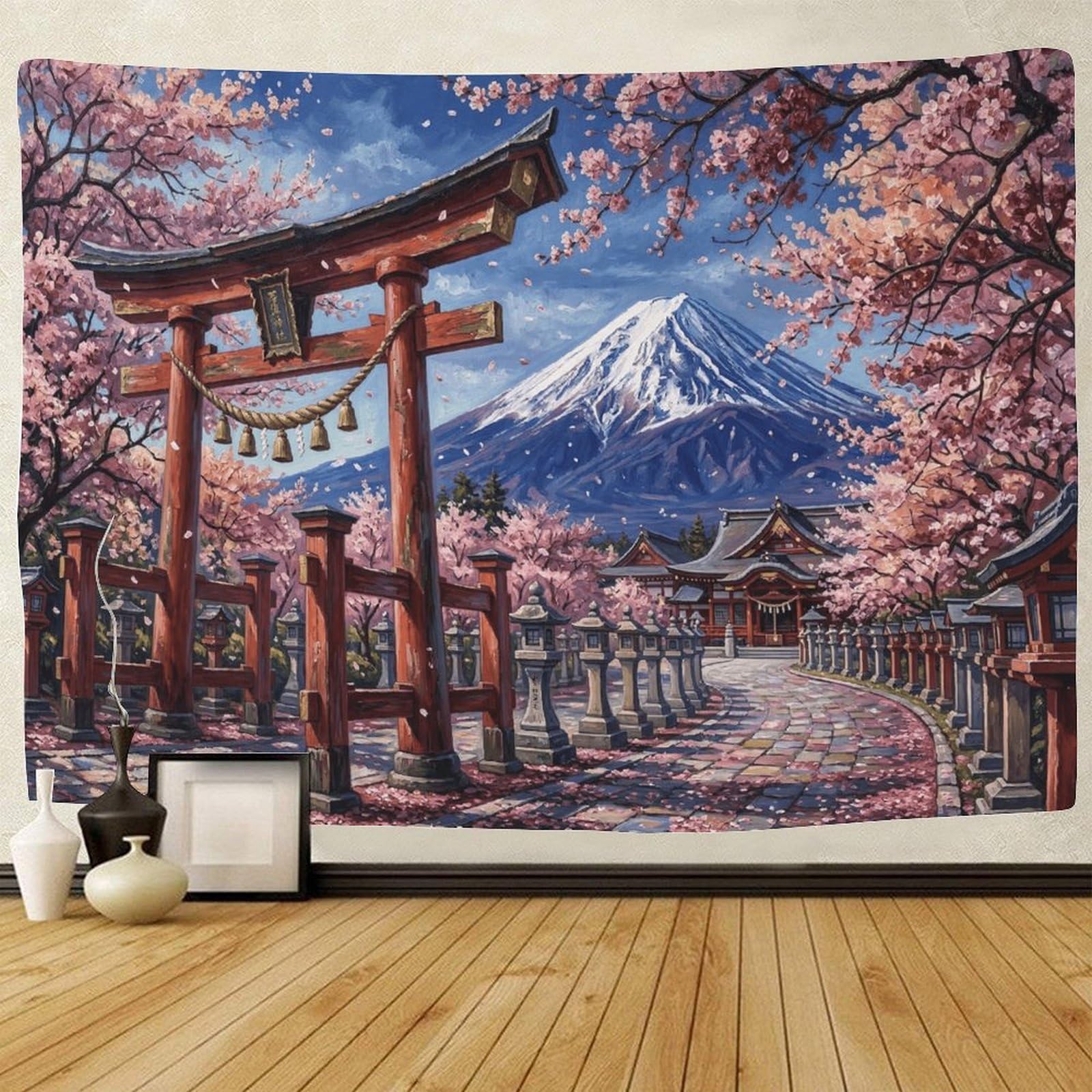 GPMNBCXZK Japanese Mount Fuji Wall Tapestry Cherry Blossom Bedroom Living Room Home Decoration 3D Printed Hanging 100cmx150cm