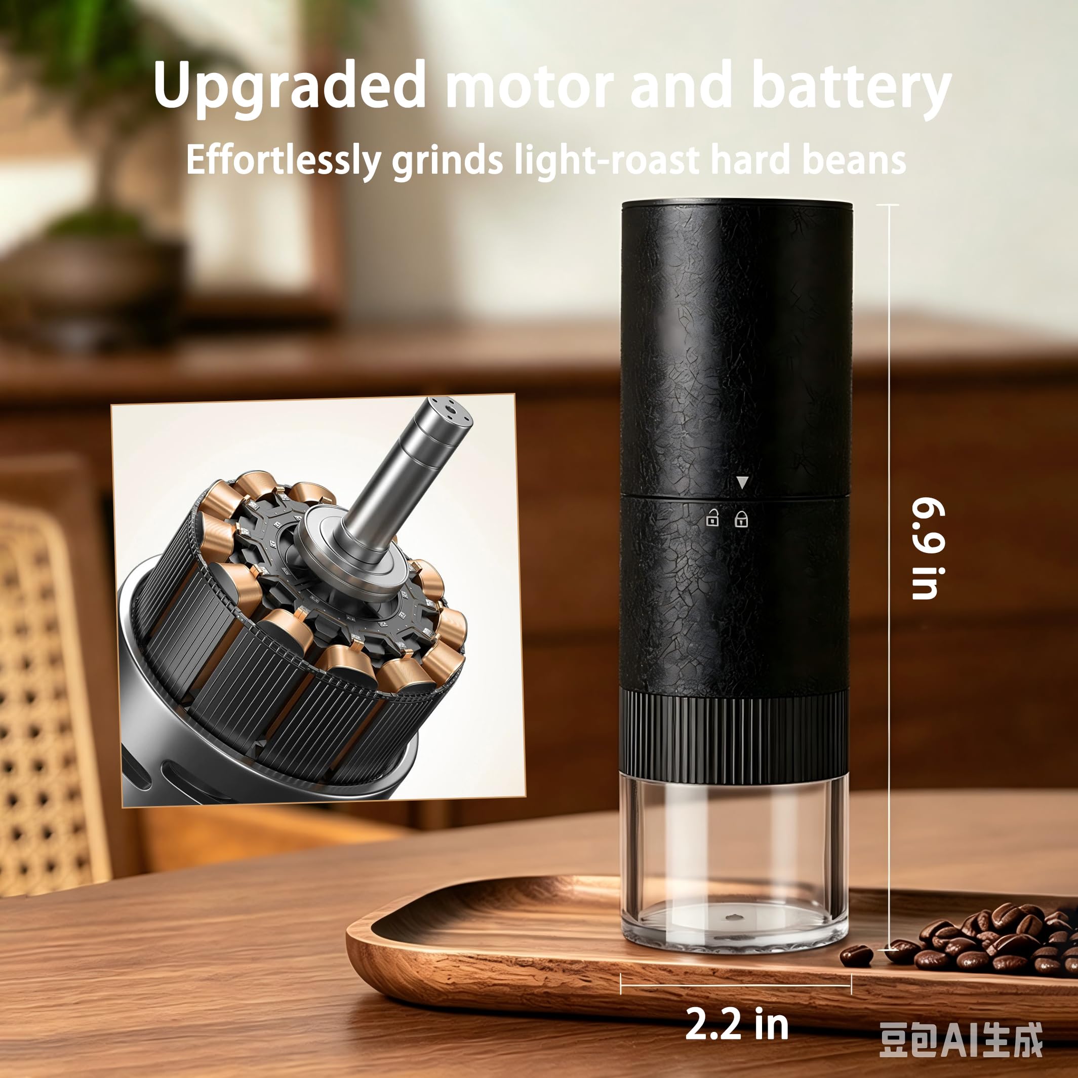 Molinillo de café eléctrico con esfera interna continua, rebaba CNC de doble rodamiento para molienda ultrafina de malla 50, motor silencioso con antiatascos inversos, capacidad de 20 g, se adapta a