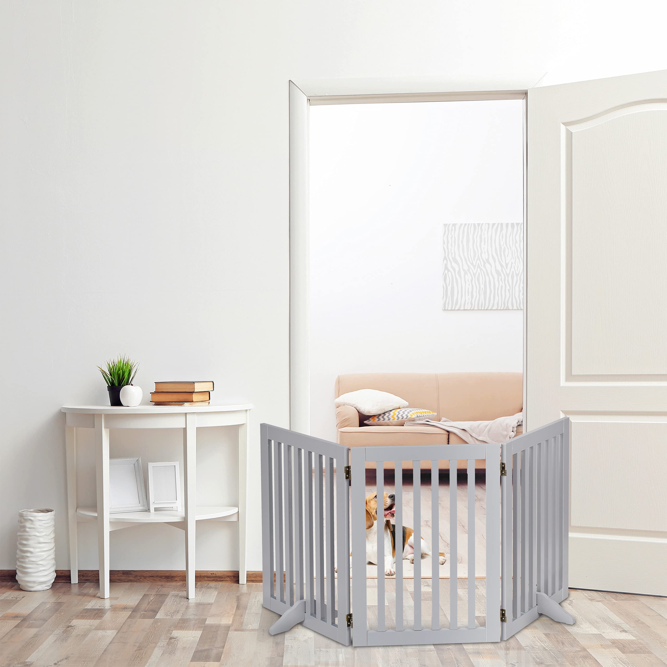 Relaxdays Cancelletto per Animali, Barriera per Cani e Gatti, Recinzione per Scale, Cancellino HxL 70 x 154 cm, Grigio