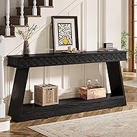 Vista 4 de Tribesigns 70.9 Inch Long Console Table for Entryway, 2-Tier Farmhouse Entryway Table with Storage, Narrow Sofa Table Behind The Couch, Wood Accent