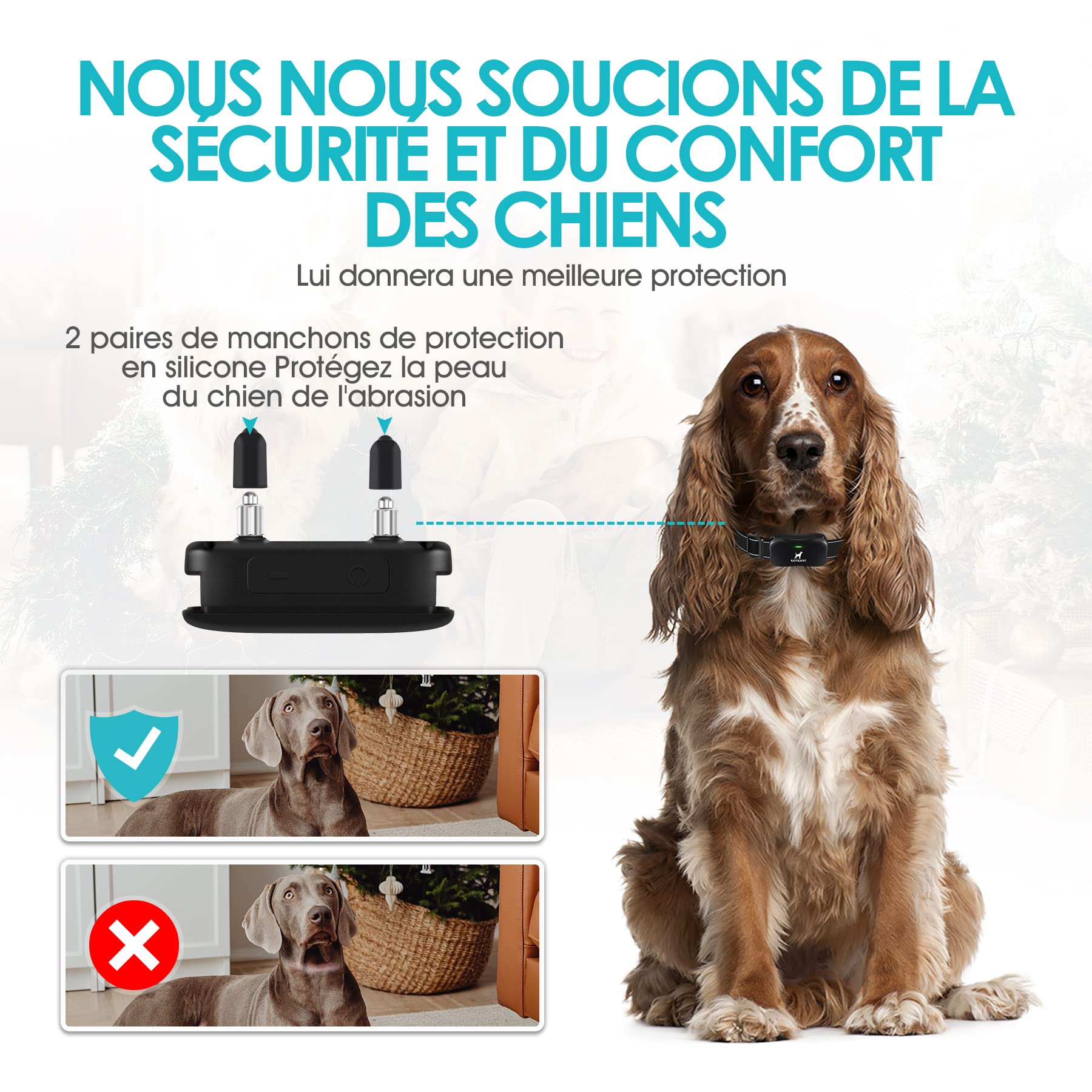Récepteur de Collier de Dressage pour Chien, Collier Simple sans télécommande (Télécommande nécessaire), Il s'applique à la télécommande avec 14 Niveaux de fonctionnalité de clôture
