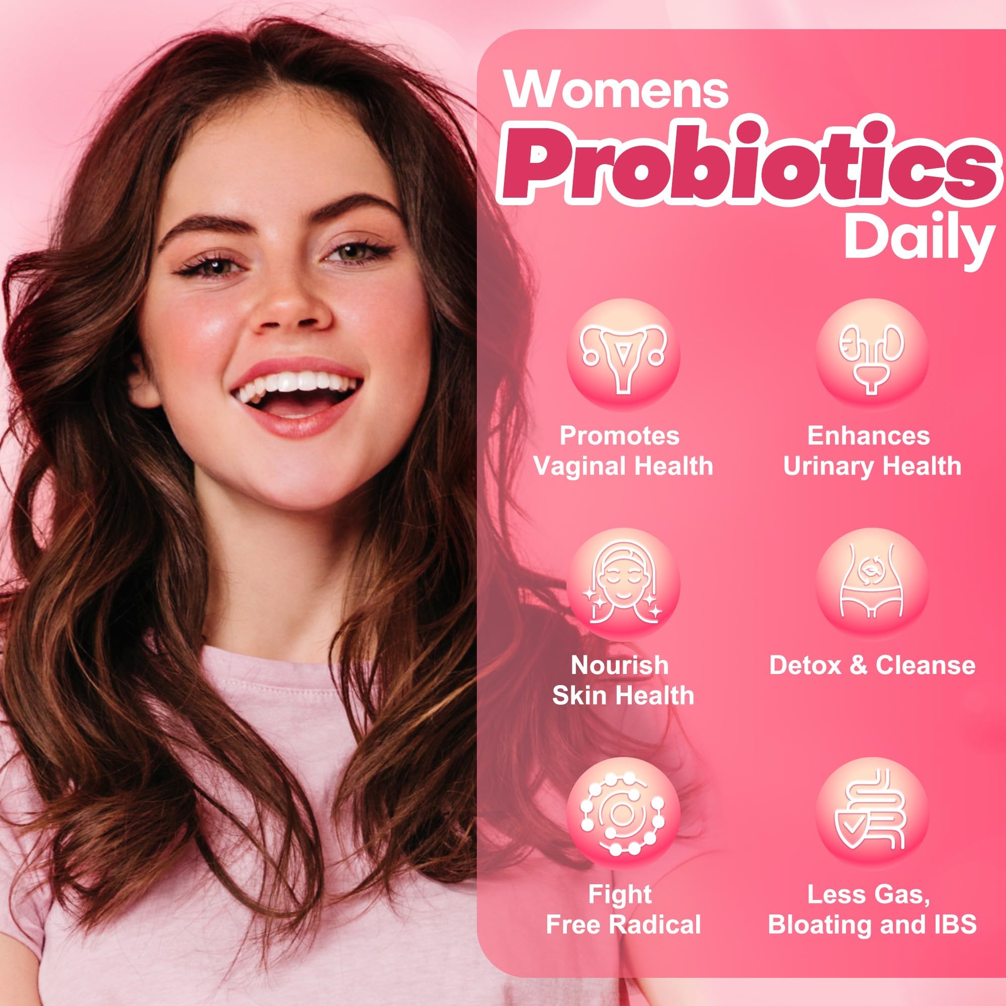 Probiotics for Women 100 Billion CFUs Probiotic and Prebiotics with Digestive Enzymes for Gut Health, Vaginal Probiotics with Cranberry and D-Mannose for Urinary Tract Health, pH Balance, 90 Capsules