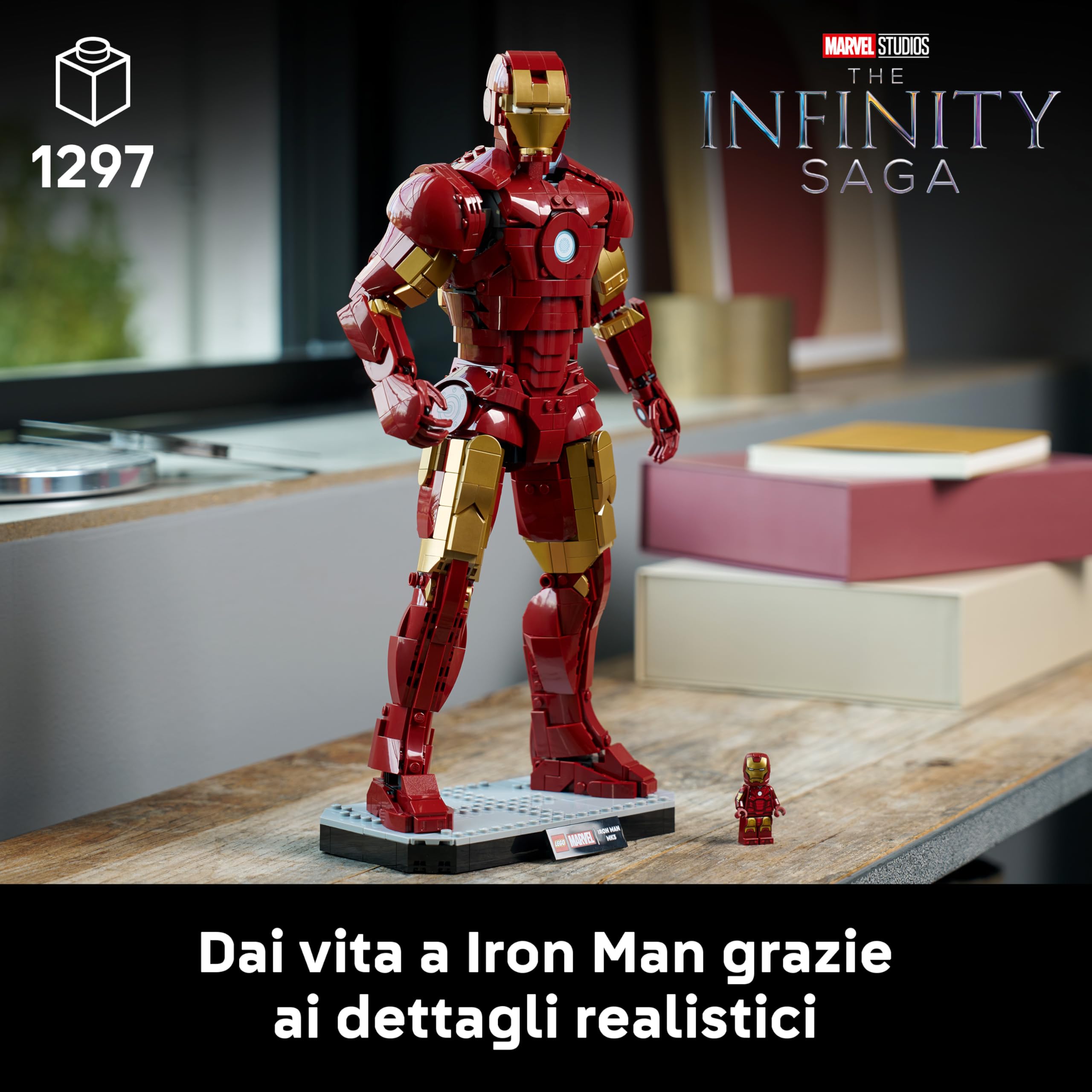 LEGO | Marvel Iron Man Mark 3 Edizione del Collezionista - Kit di Modellismo Action Figure Avengers da Esposizione per Adulti - con Minifigure e Reattore ad Arco - Regalo da Collezione per Fan - 76344
