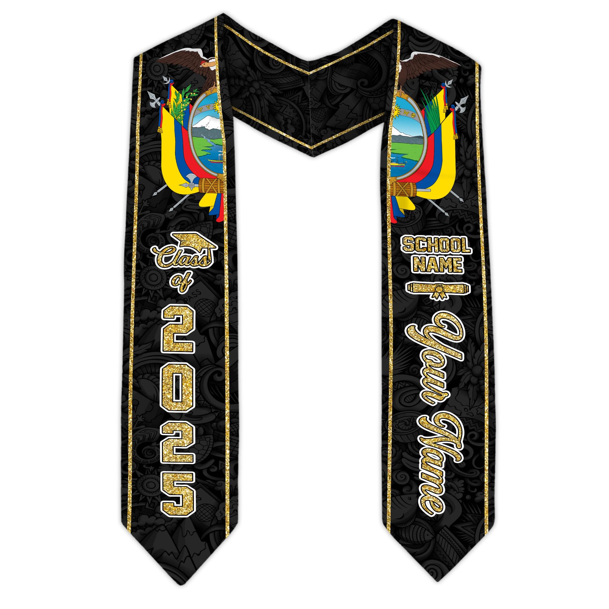 MonkeyVan Ecuador Graduation Stole, Ecuadorians American Flag Graduation Sash 2025, Ecuadorians Graduation Sash Style 4