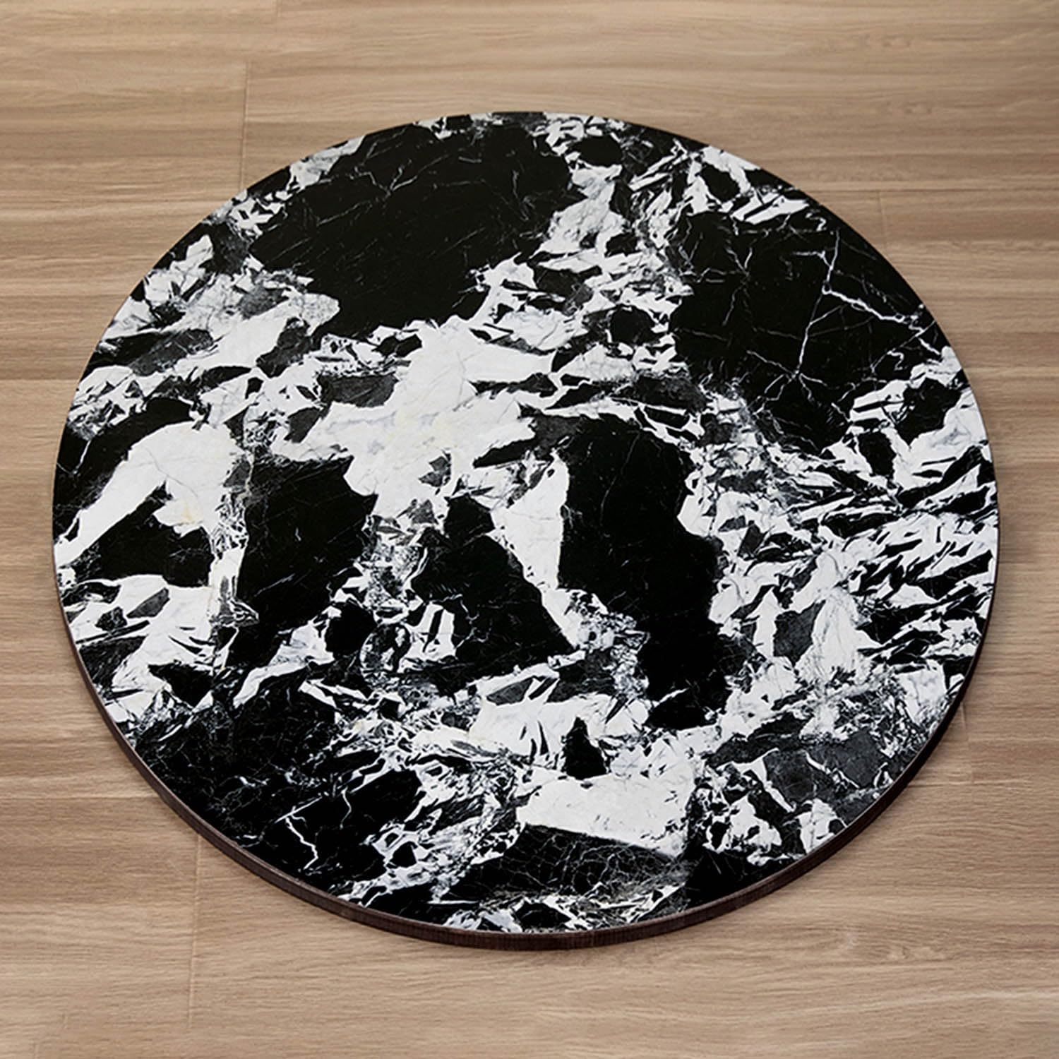 Plateau Tournant pour Table à Manger de Cuisine, Plateau Tournant Rond en Ardoise, Plateau Rotatif de Table, Épaisseur 12mm, Rotation Silencieuse, Facile à Nettoyer(Black and White,70cm/28)