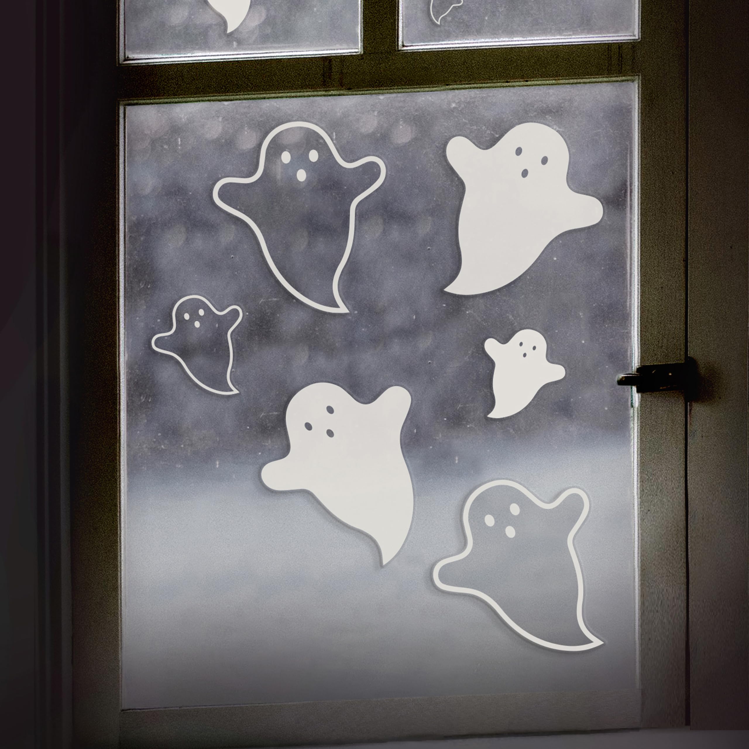 Halloween Window Stickers – White Ghost Window Decorations, 2 Sheets Large Halloween Clings