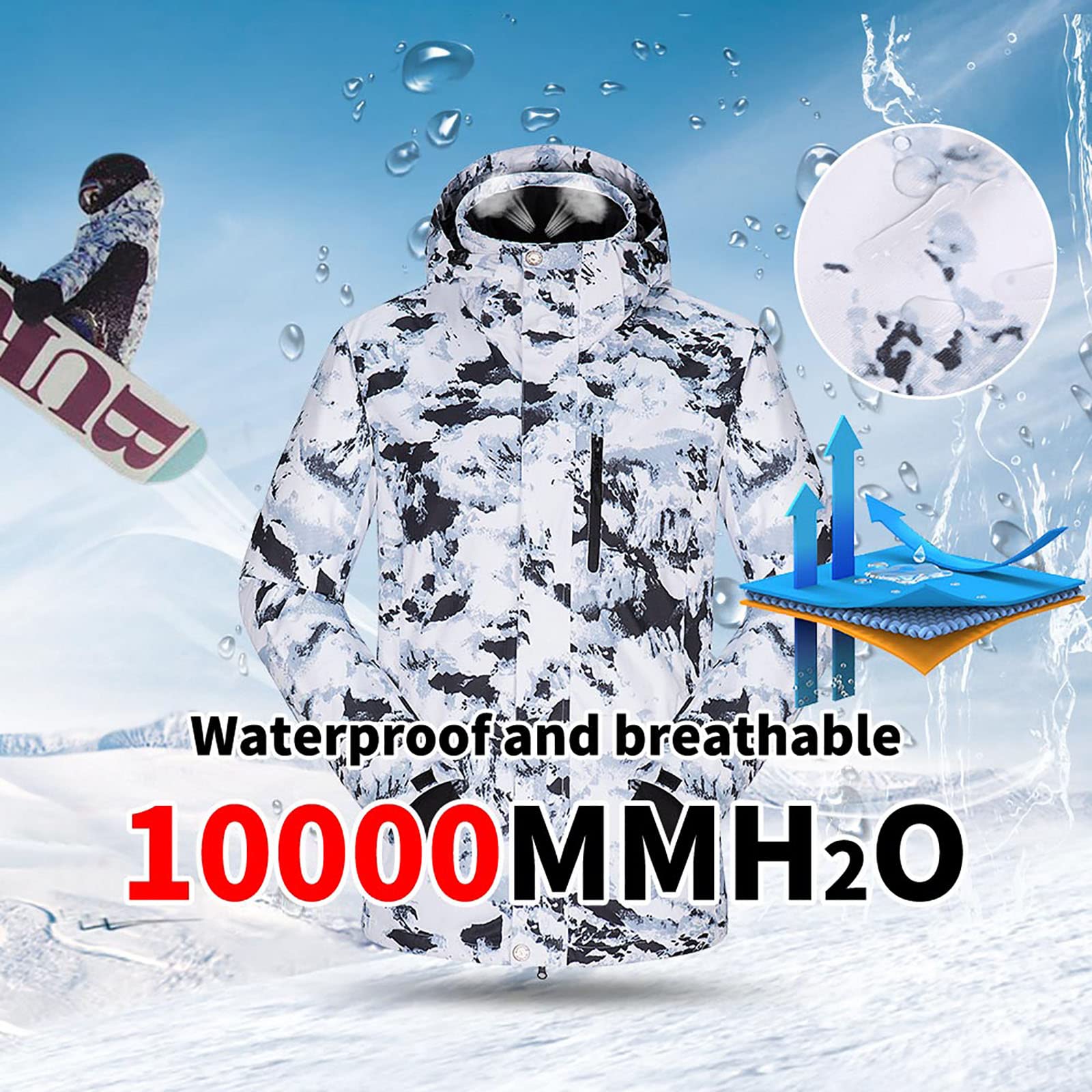 Traje de Esquí para Hombre Abrigo Impermeable Chaquetas y Pantalones de Snowboard Invierno Al Aire Libre Esquí de Montaña Ropa Térmica