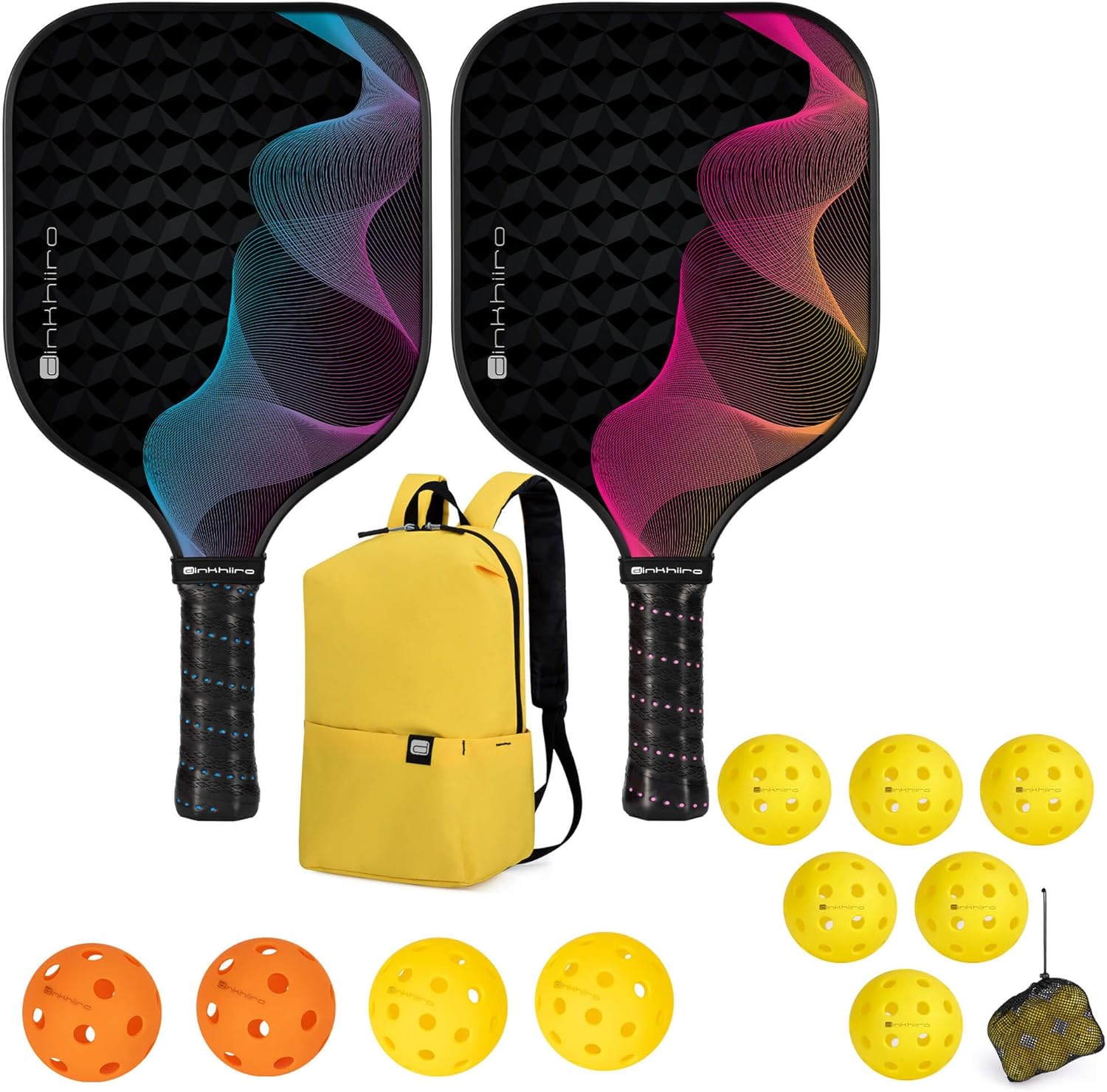 Amazon.com : Pickle-ball Paddle Set of 2 with 10 Indoor Outdoor Balls ...
