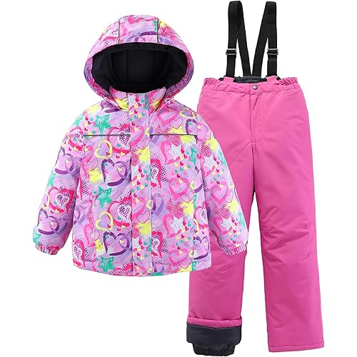 Hiheart Boys Girls Winter Ski Jacket & Pants Set 2-Piece Snowsuit