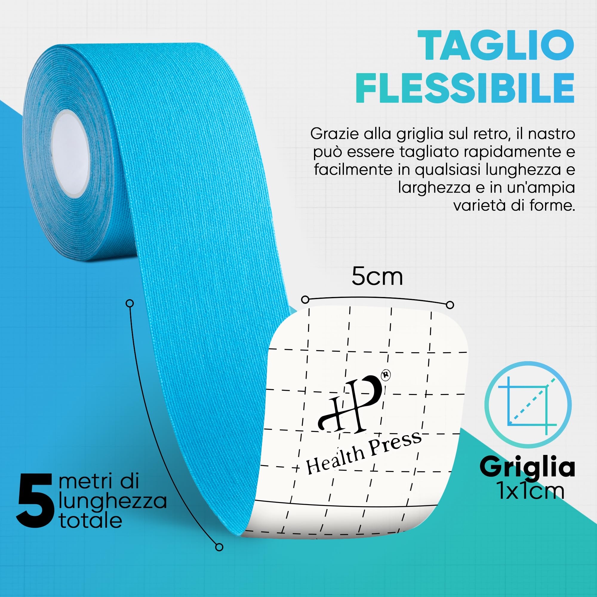 Health Press® Kinesiotapes – 2 Rotoli di Tape Kinesiologico (Beige) 5cm x 5m | Tape per Fisioterapia e Sport | Impermeabile ed Elastico | Delicato sulla Pelle – Testato Dermatologicamente