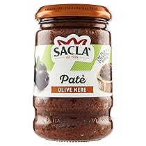 Saclà, Patè di Olive Nere, Ideale per Aperitivo e per Arricchire i Tuoi Piatti, Vaso Vetro, 190g, Confezione da 12 Pezzi