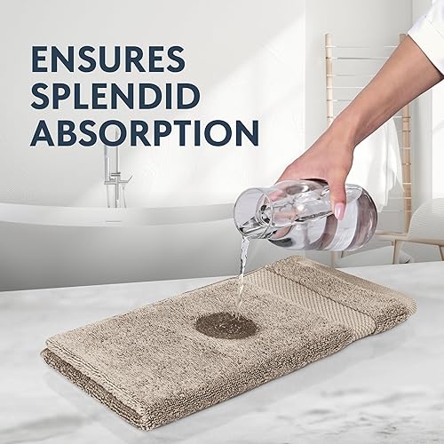 Miniatura 4 de White Classic Toallas de Algodón de Lujo para la Cara 13x13 Pulgadas - 650 GSM Algodón Turco  Hotel, Spa, Baño Toalla Facial  Paquete de 12, Taupe