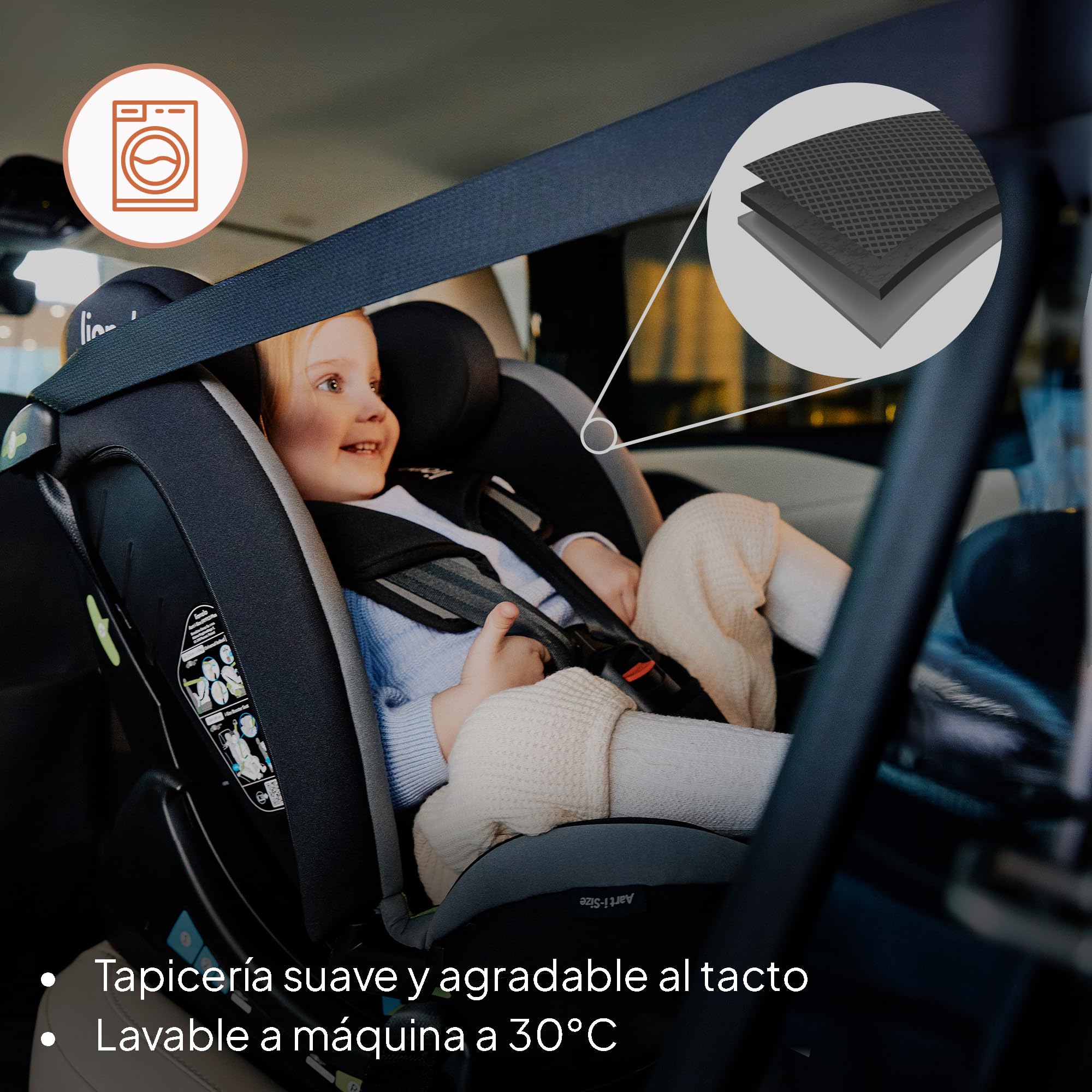 Lionelo Aart i-Size Silla De Coche, Grupo 0/1/2/3, 40-150 cm, 0-12 Años, Instalación Universal Con Cinturón, Reposacabezas Memory Foam Ajustable, a Contramarcha y a Favor de la Marcha, Funda Extraíble