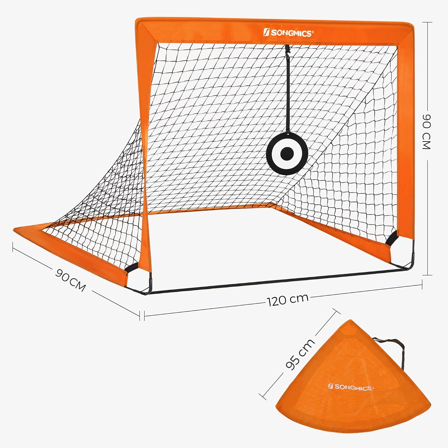 SONGMICS Children's Football Goal Set of 2 Portable and Foldable Garden Park Beach Grab Bars Orange SZQ422O01 - Image 5