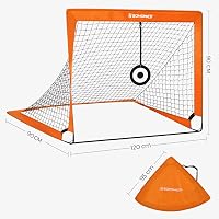 SONGMICS Gyerek Focihálószett 2db - Hordozható, Összecsukható Kapu Kertbe, Parkba, Strandra - Üvegszálas Váz, Narancssárga, 120x90x90 cm 4